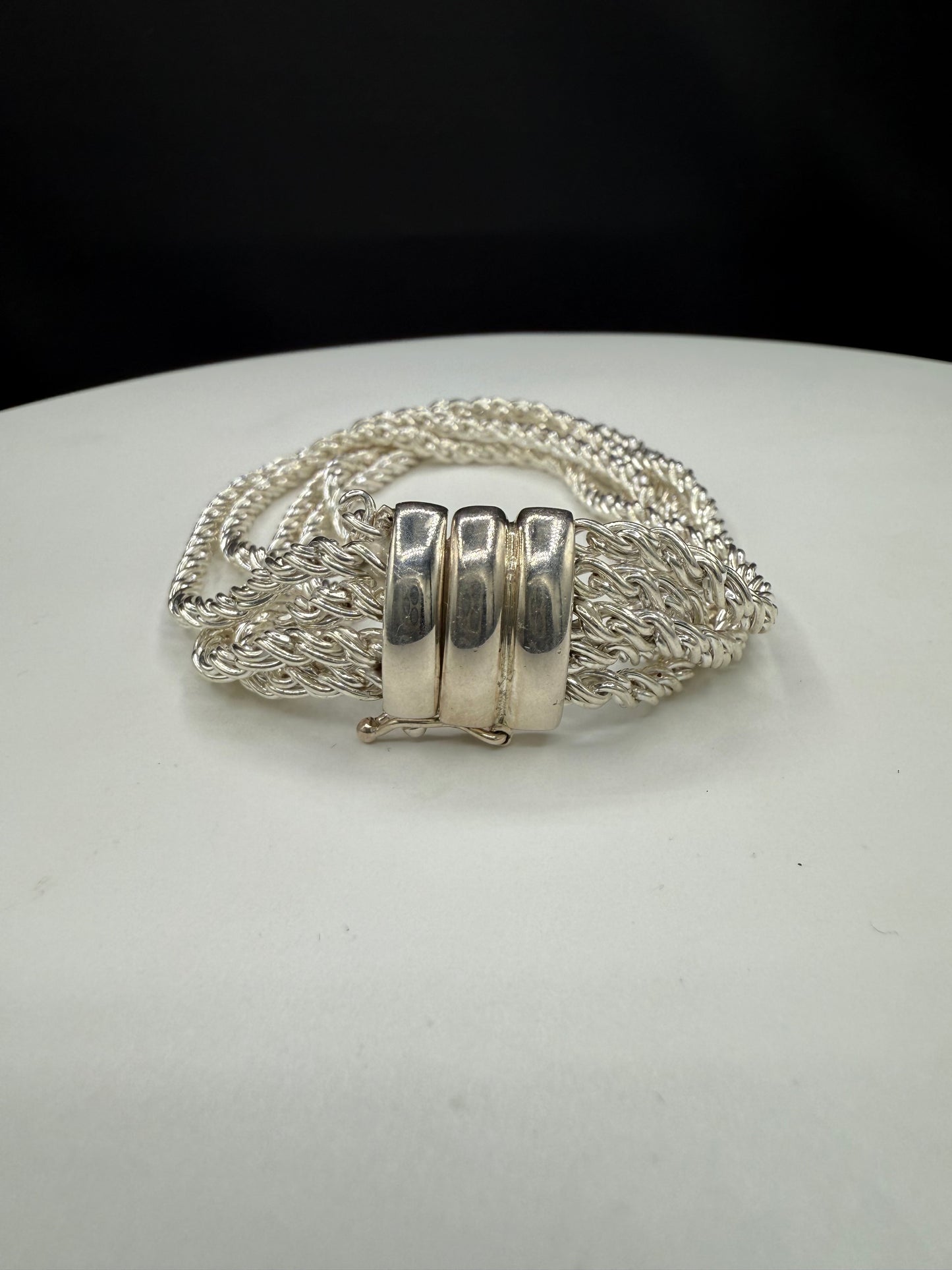 Vintage Solid Sterling Silver 5-Strand Bracelet by Joseph Esposito | 42.3g Handmade Signed Espo SIG | 7.5” Length