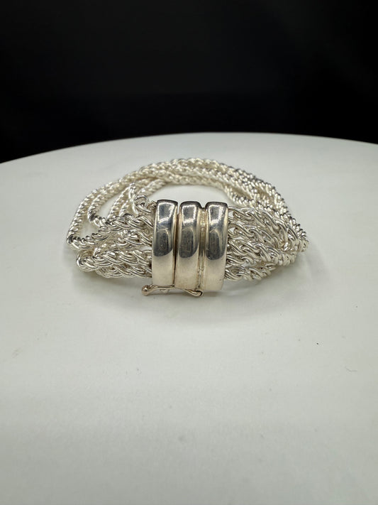 Vintage Solid Sterling Silver 5-Strand Bracelet by Joseph Esposito | 42.3g Handmade Signed Espo SIG | 7.5” Length
