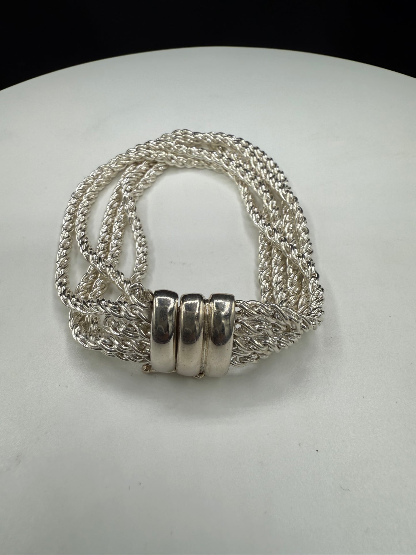 Vintage Solid Sterling Silver 5-Strand Bracelet by Joseph Esposito | 42.3g Handmade Signed Espo SIG | 7.5” Length