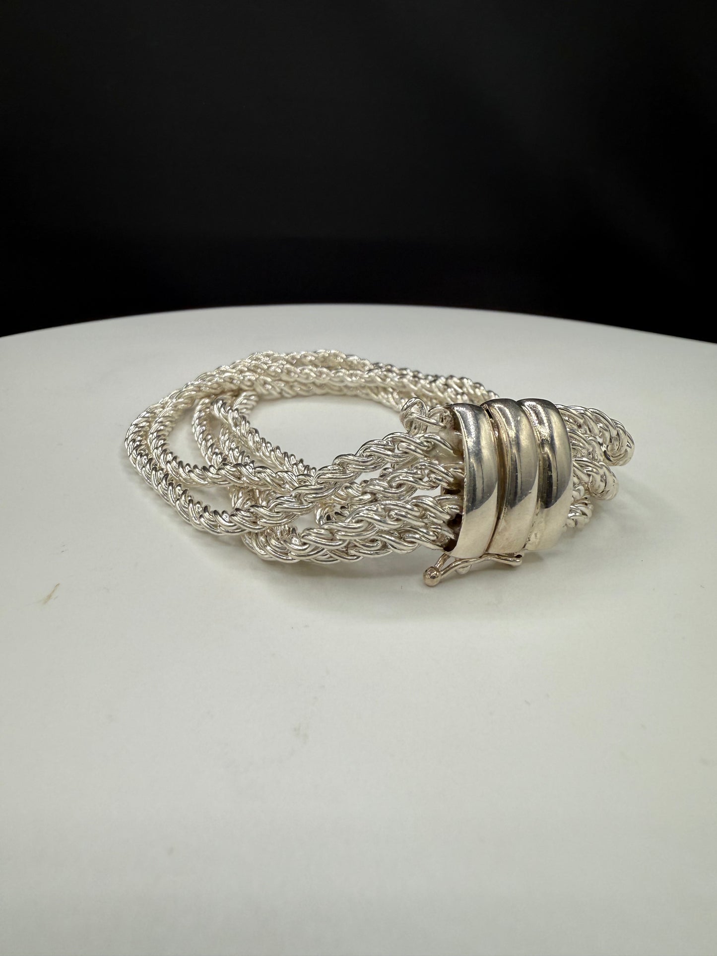 Vintage Solid Sterling Silver 5-Strand Bracelet by Joseph Esposito | 42.3g Handmade Signed Espo SIG | 7.5” Length