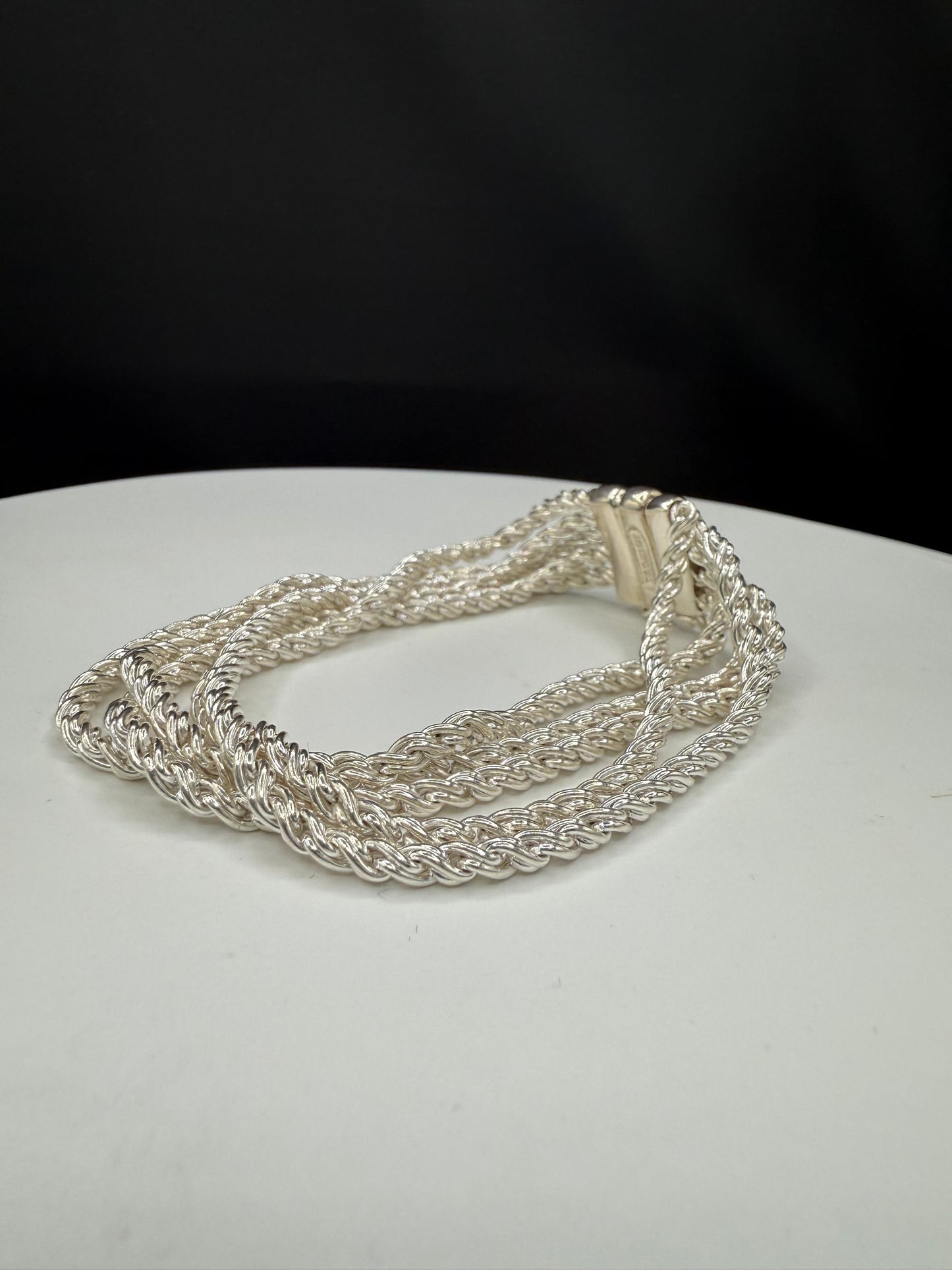 Vintage Solid Sterling Silver 5-Strand Bracelet by Joseph Esposito | 42.3g Handmade Signed Espo SIG | 7.5” Length