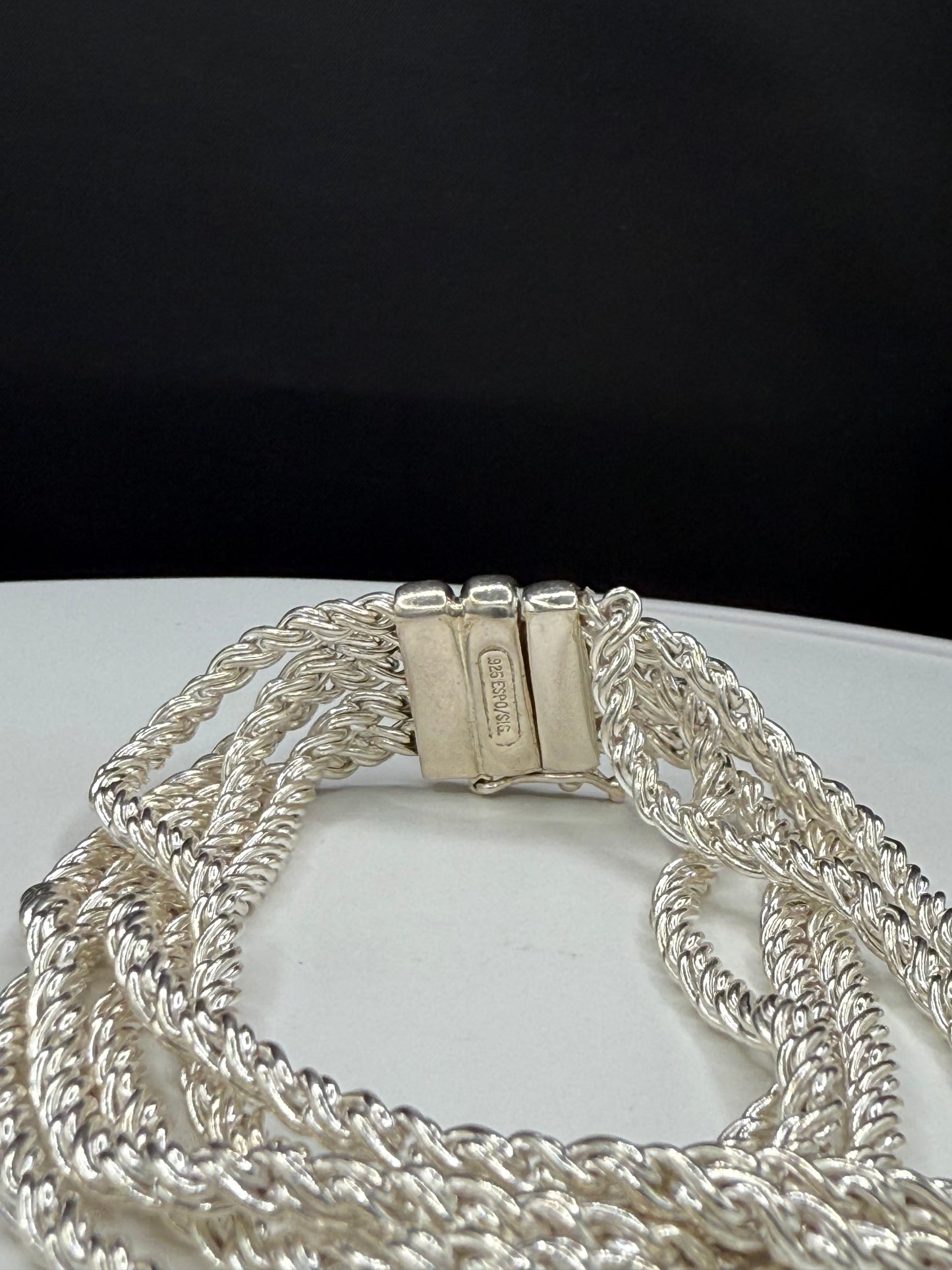 Vintage Solid Sterling Silver 5-Strand Bracelet by Joseph Esposito | 42.3g Handmade Signed Espo SIG | 7.5” Length
