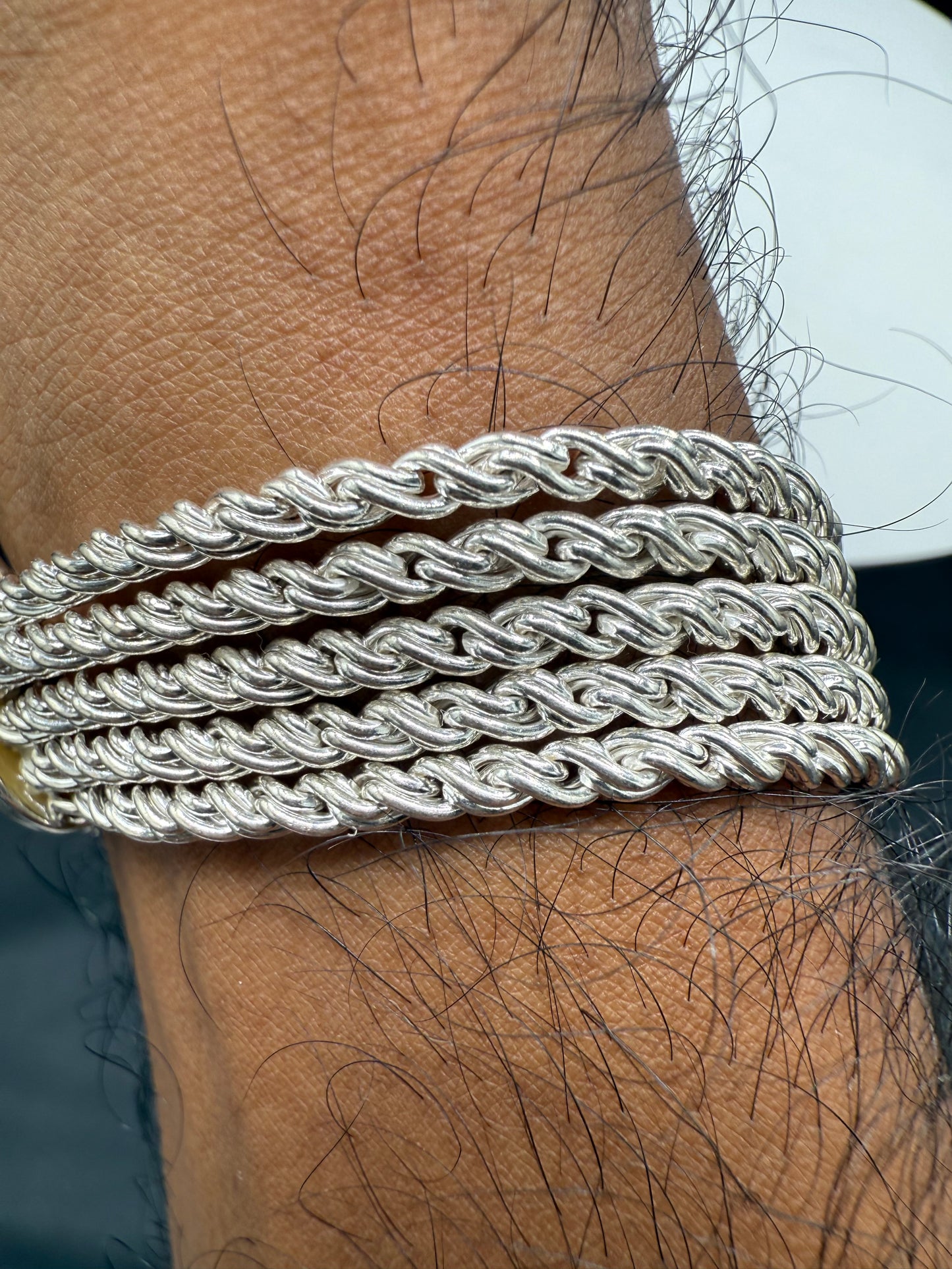 Vintage Solid Sterling Silver 5-Strand Bracelet by Joseph Esposito | 42.3g Handmade Signed Espo SIG | 7.5” Length
