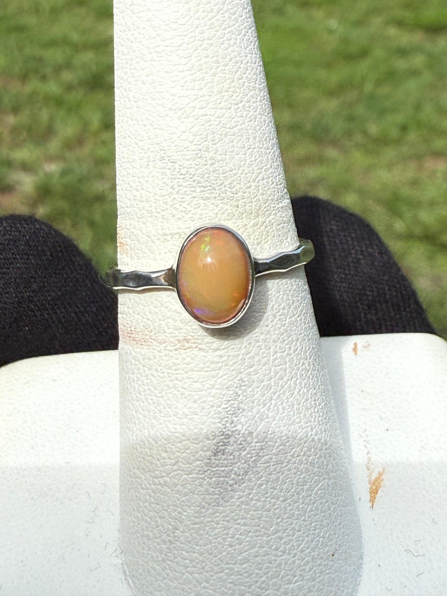 Natural Ethiopian Opal Sterling Silver Ring (Size 7.25)