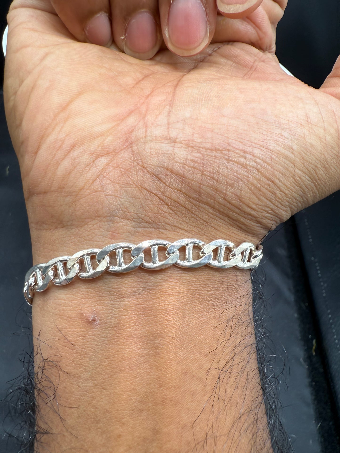 Solid 925 Sterling Silver Mariner Link Bracelet | 9” Italian Silver | 7.5mm Wide | 17g | Stamped 925 Italy | Unisex Chain Bracelet