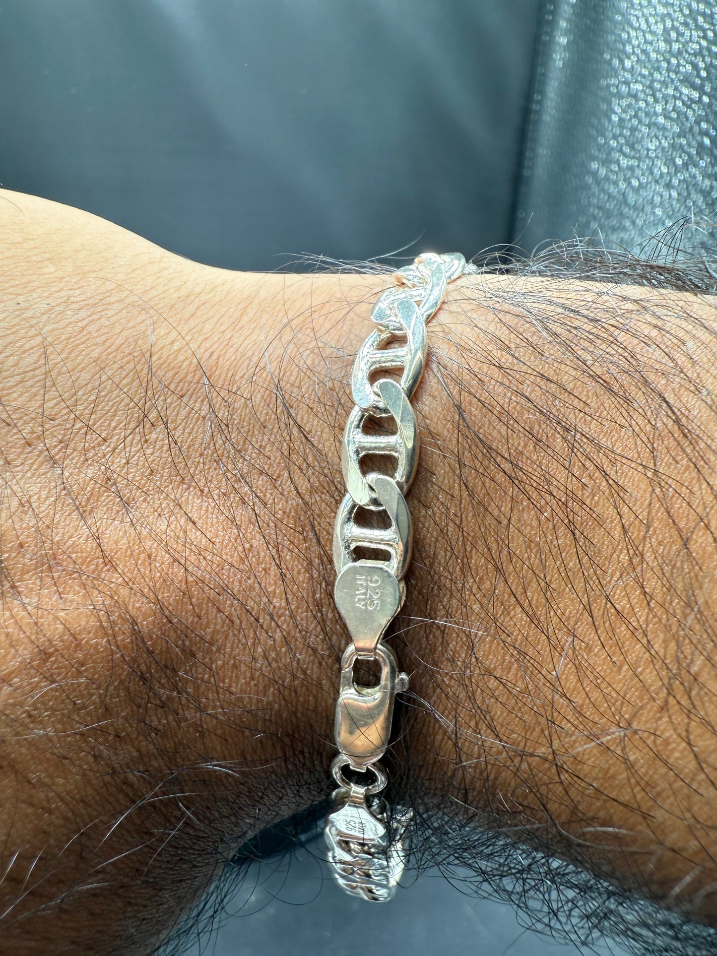 Solid 925 Sterling Silver Mariner Link Bracelet | 9” Italian Silver | 7.5mm Wide | 17g | Stamped 925 Italy | Unisex Chain Bracelet