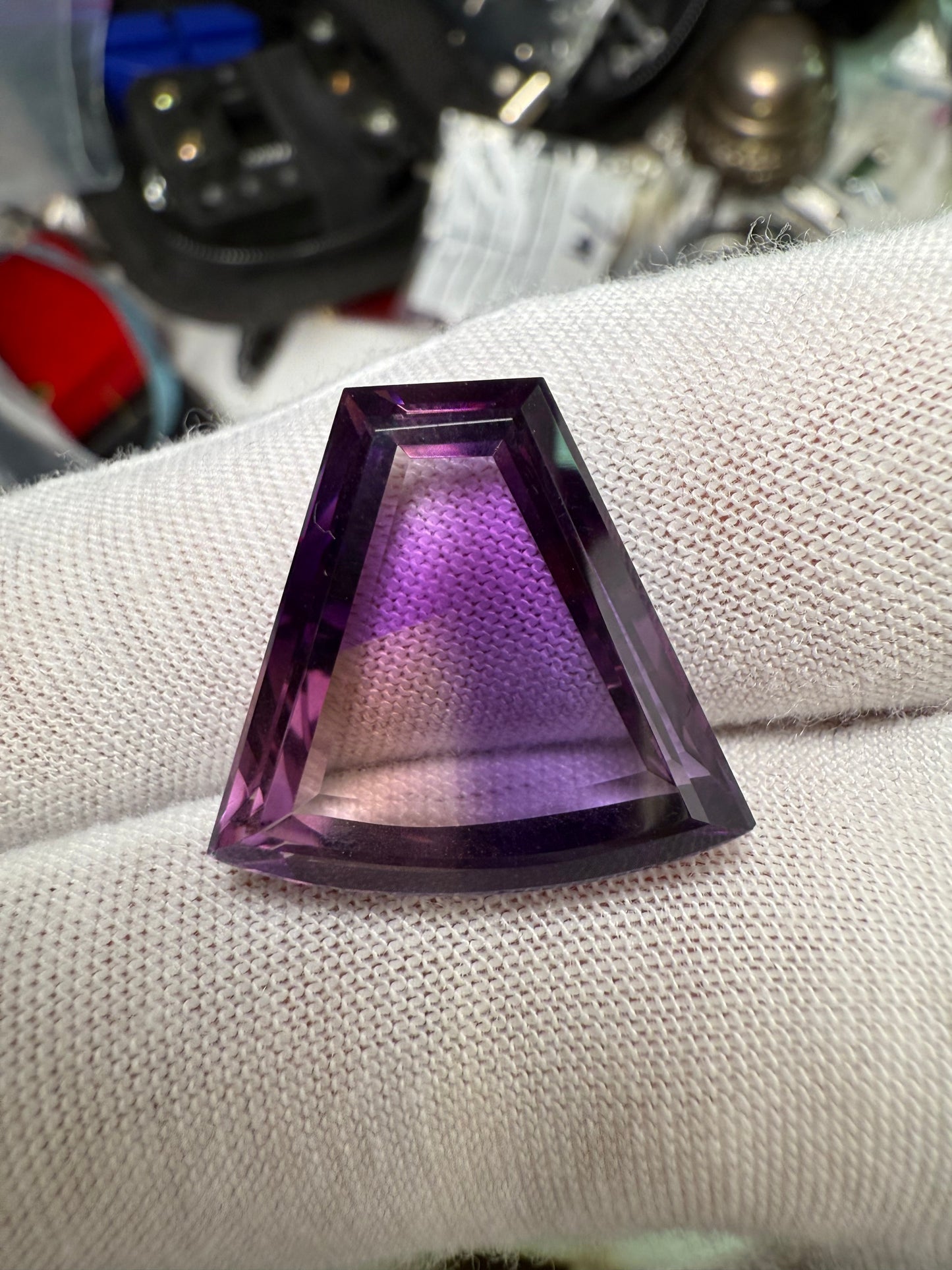 22.46 Carat Natural Bolivian Ametrine Custom Shield Cut Loose Gemstone | 20.24 x 21.80 MM