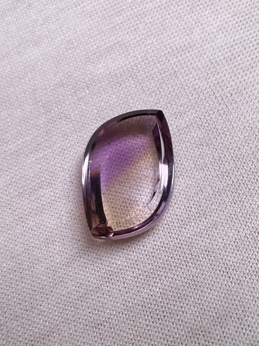 10.00 Carat Natiral Bolivian Ametrine Curved Crescent Freeform Cut Loose Gemstone | 18.88 x 12.50 x 5.38 MM
