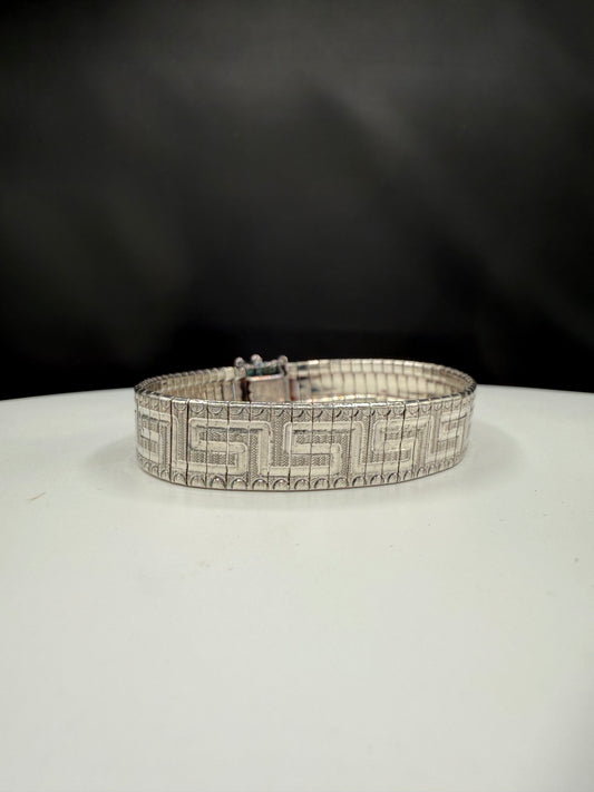 Solid Sterling Silver Greek Key Link Milor Bracelet | 7.75 inches | 925 Italy
