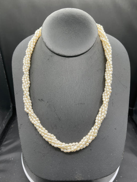 Five Strand Freshwater Pearl Vermeil Clasp Necklace