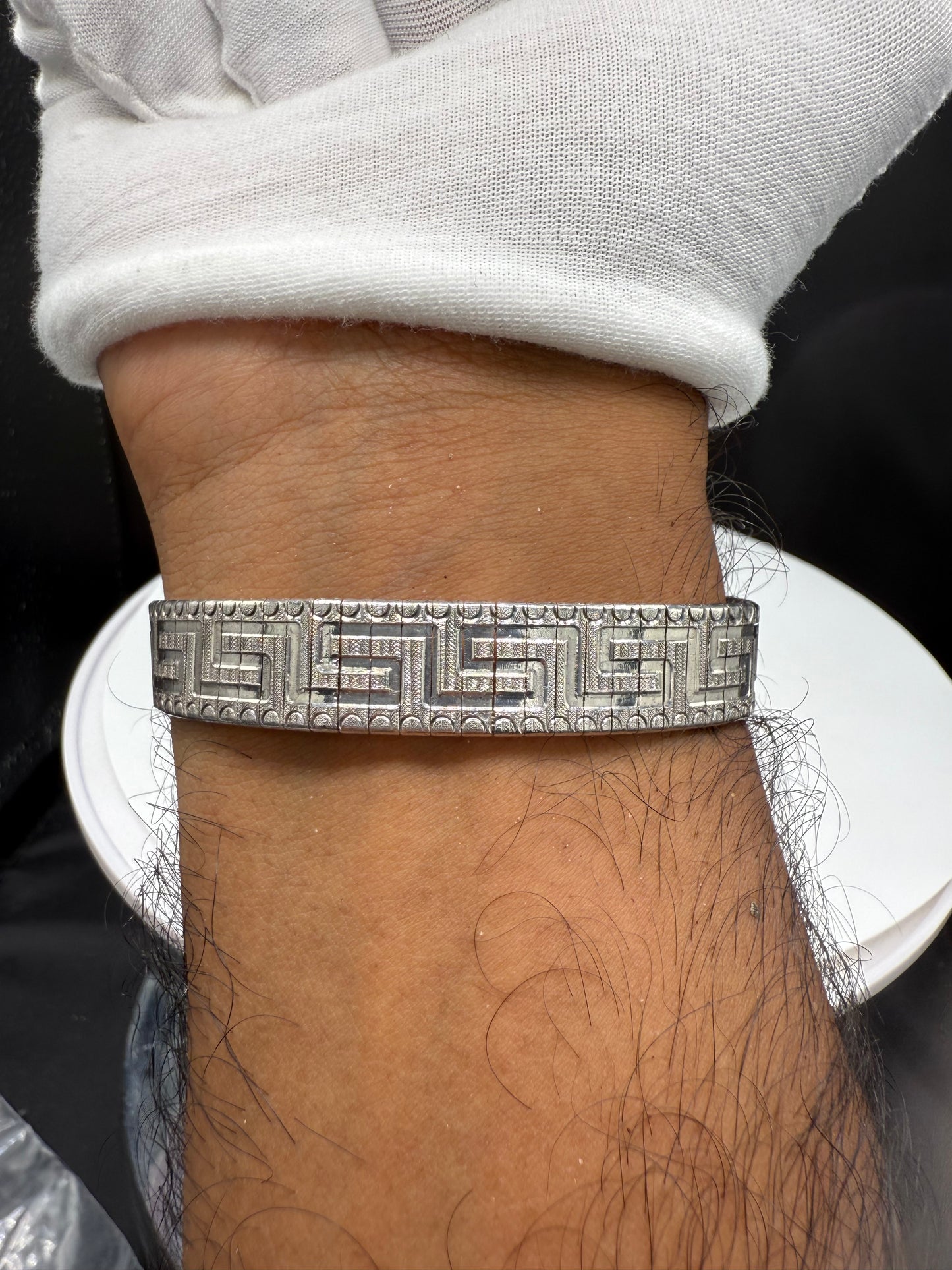 Solid Sterling Silver Greek Key Link Milor Bracelet | 7.75 inches | 925 Italy