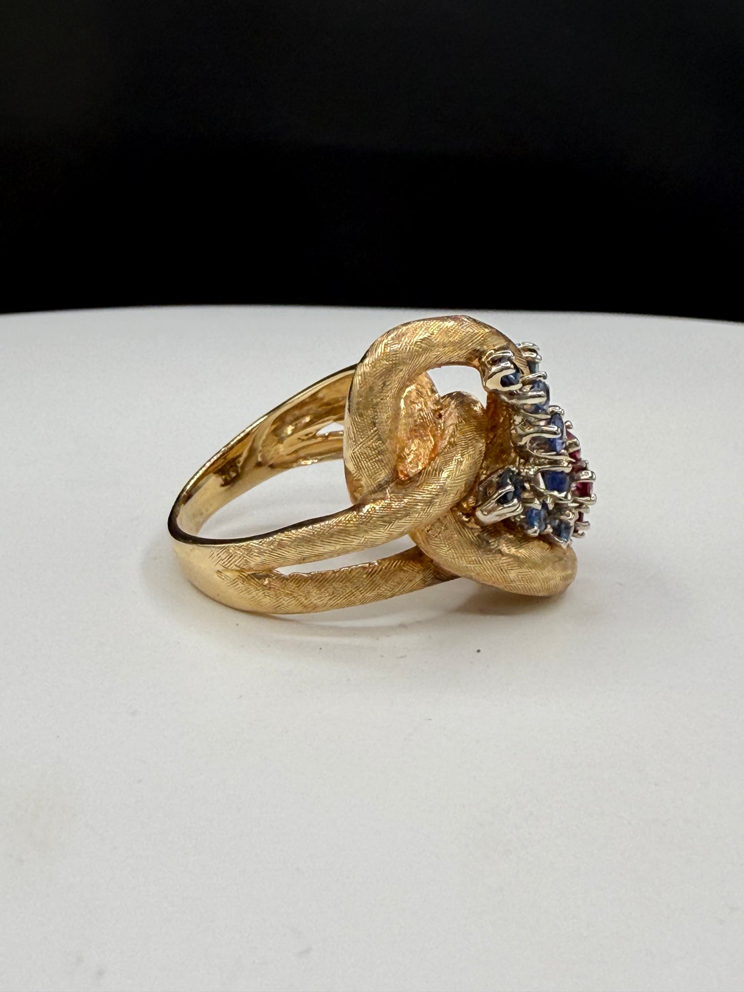 Vintage Untreated Ruby and Sapphire 14k Yellow Gols Ring | Size 8.5 | JBM Signed Designer | 14.45 Grams