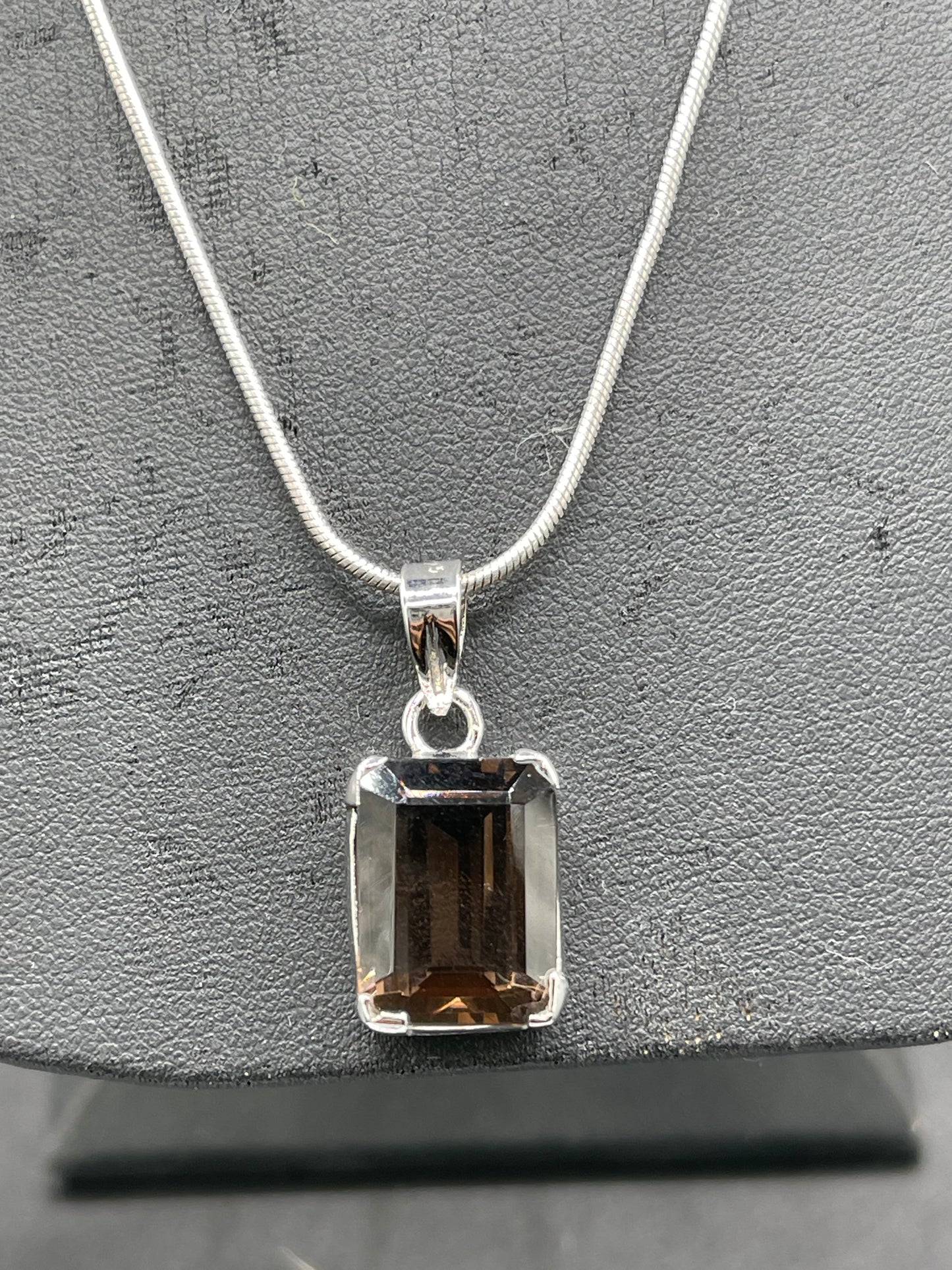 Natural Smokey Quartz Sterling Silver Pendant & Necklace