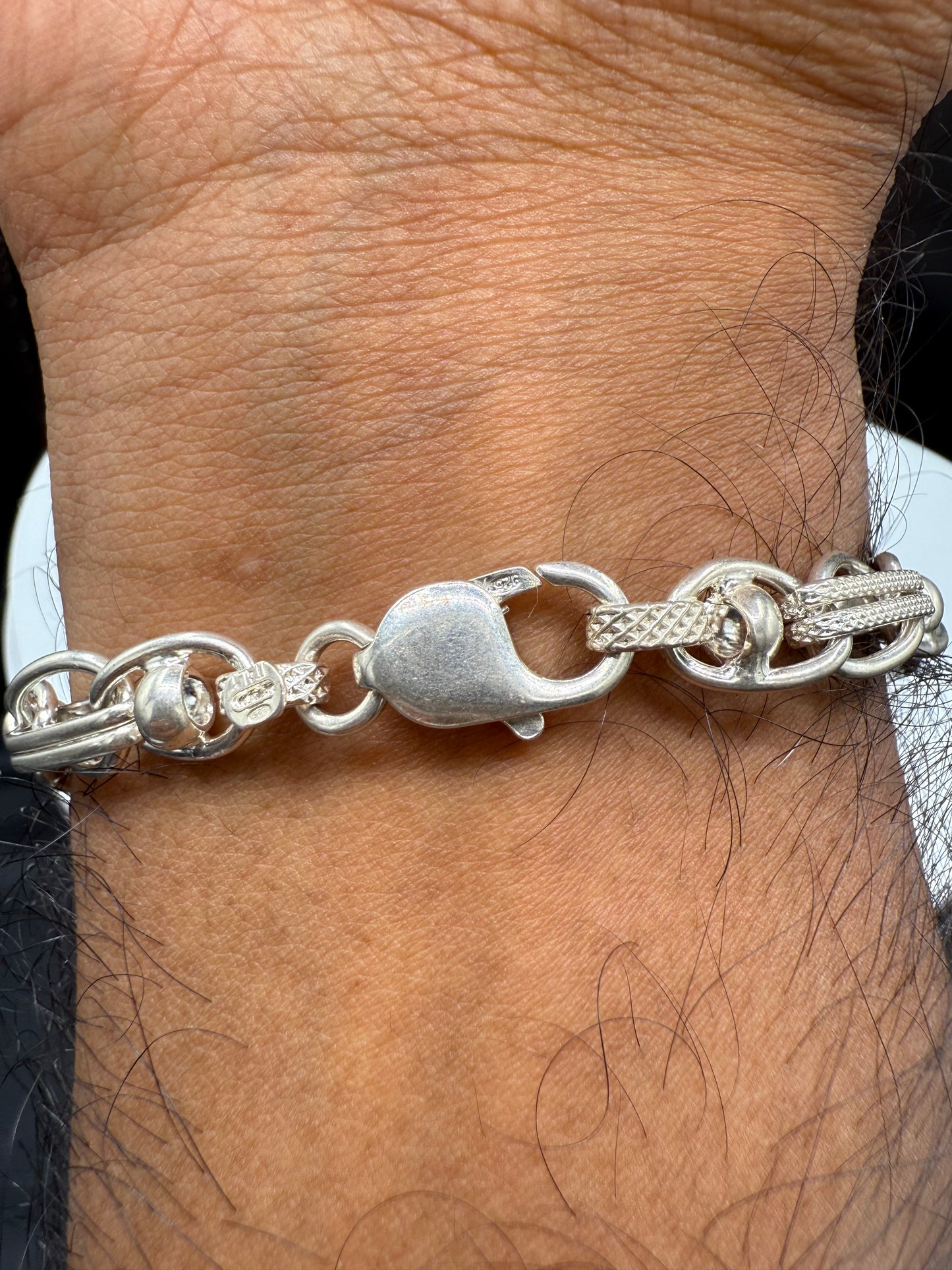 Vintage Italian Sterling Silver Mariner Rope Link Bracelet | 7.5” | 20.28g | 925 Italy