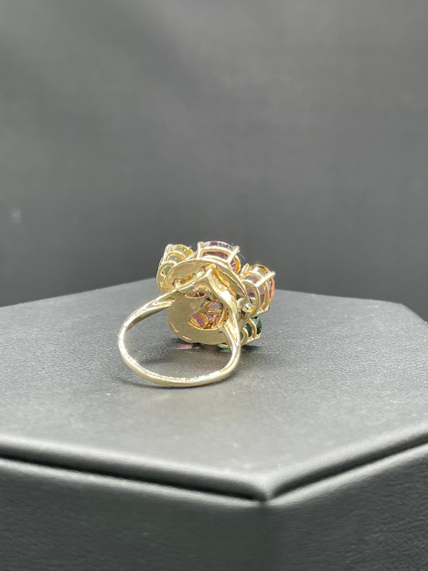 Natural Multi Color Tourmaline 14k Yellow Gold Ring (Size 6.5)