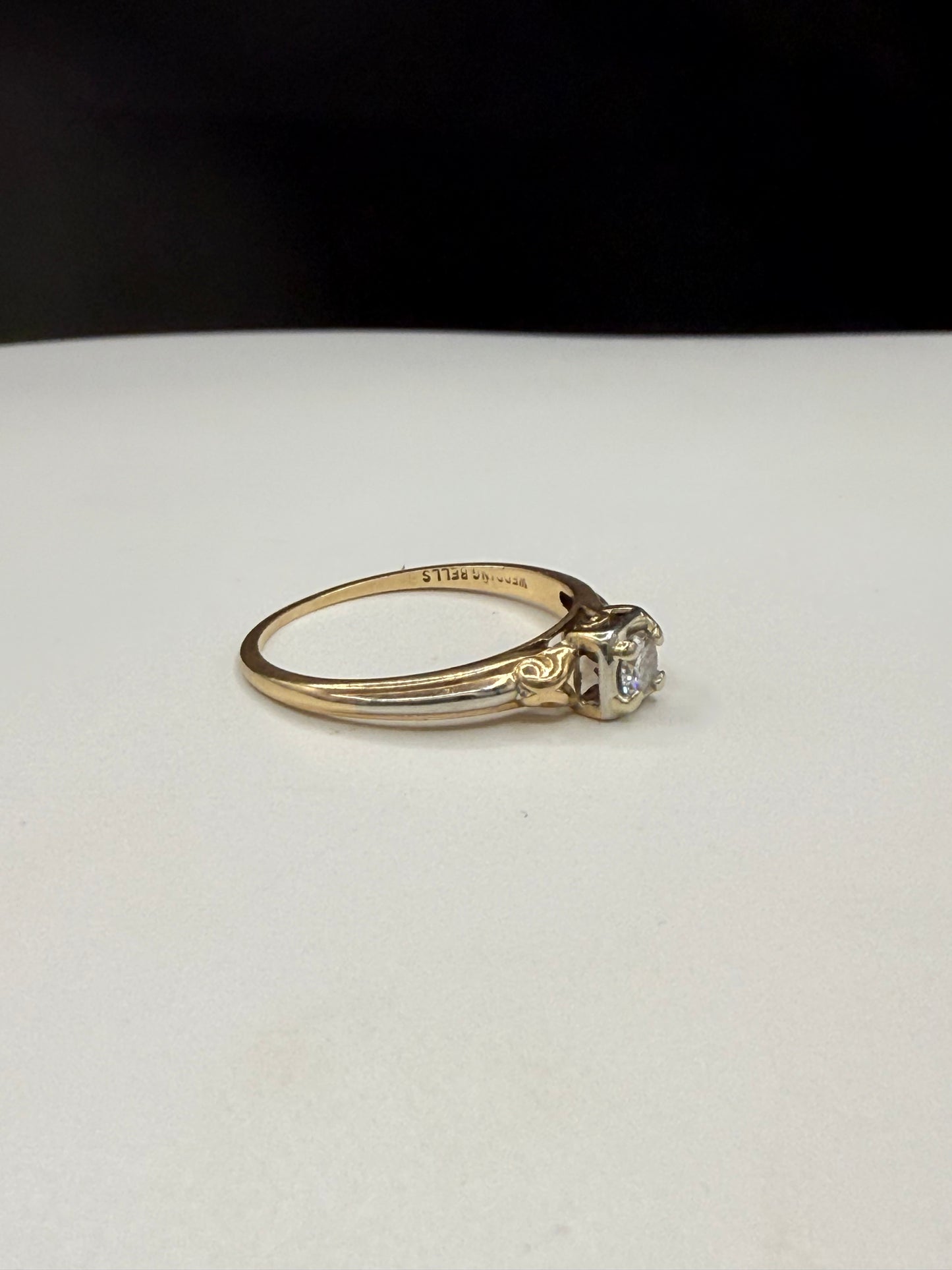 Antique Two-Tone 14K/18K Gold Diamond Solitaire Ring – Size 6 – Vintage Art Deco Era