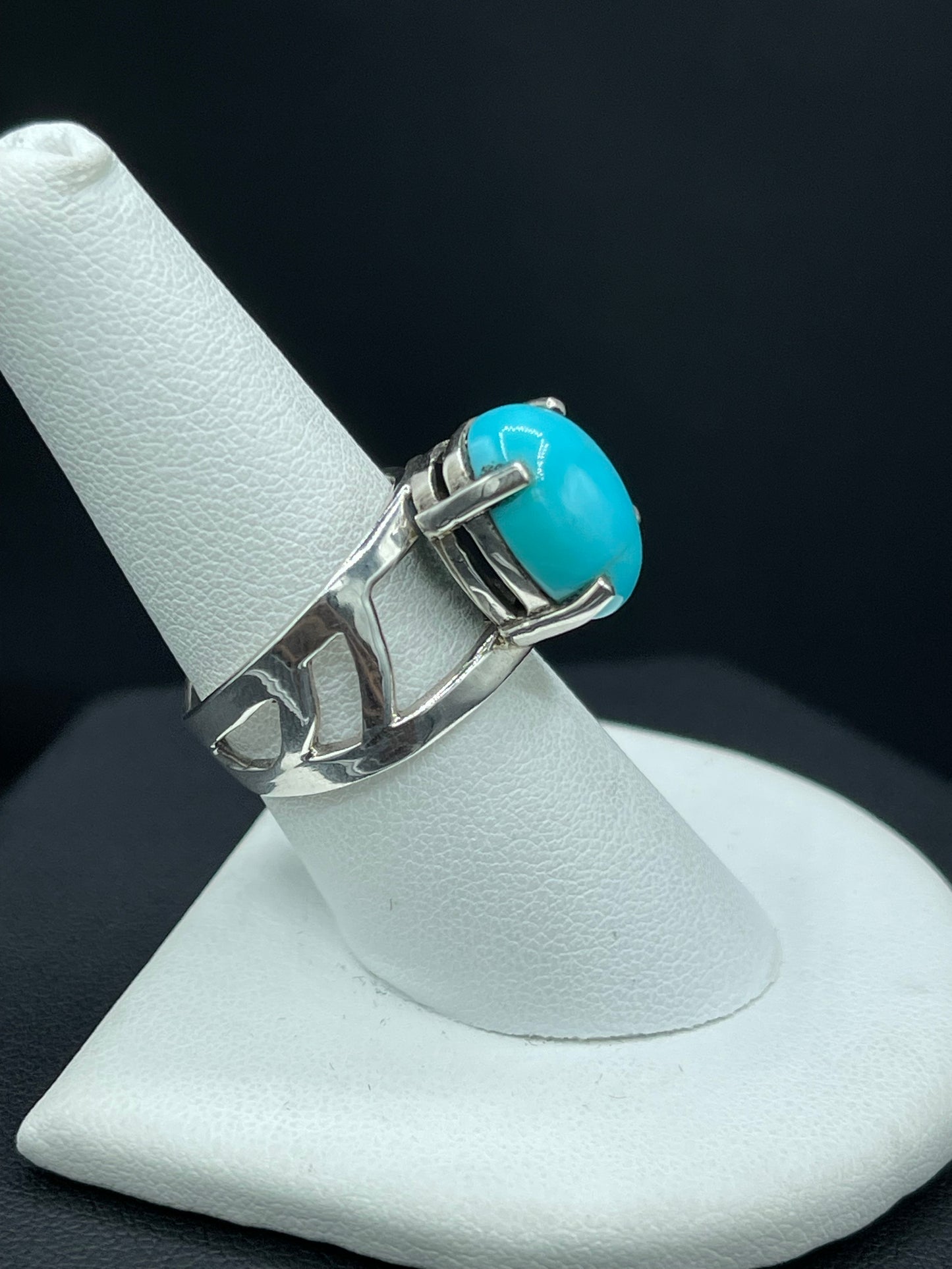 Natural Turquoise Sterling Silver Adjustable Ring