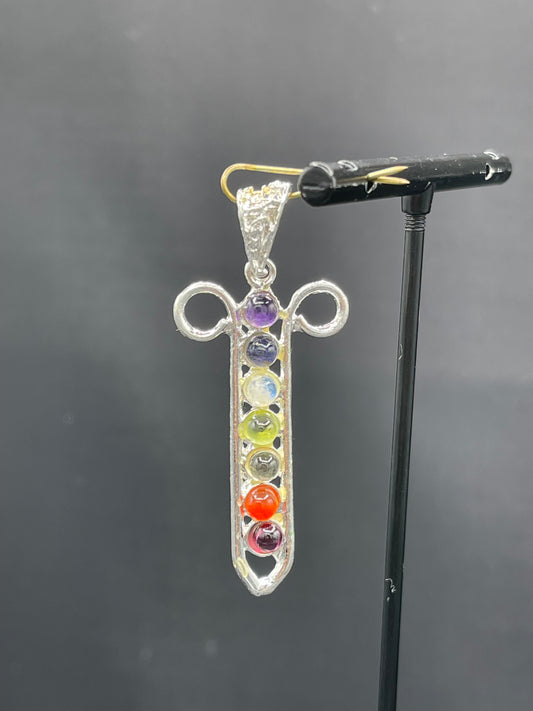 Natural Multi Gemstone Sterling Silver Pendant