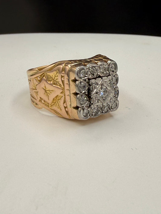 Vintage 18K Gold Men’s Diamond Statement Ring – 1.00 CTW, 16.76g, Size 11