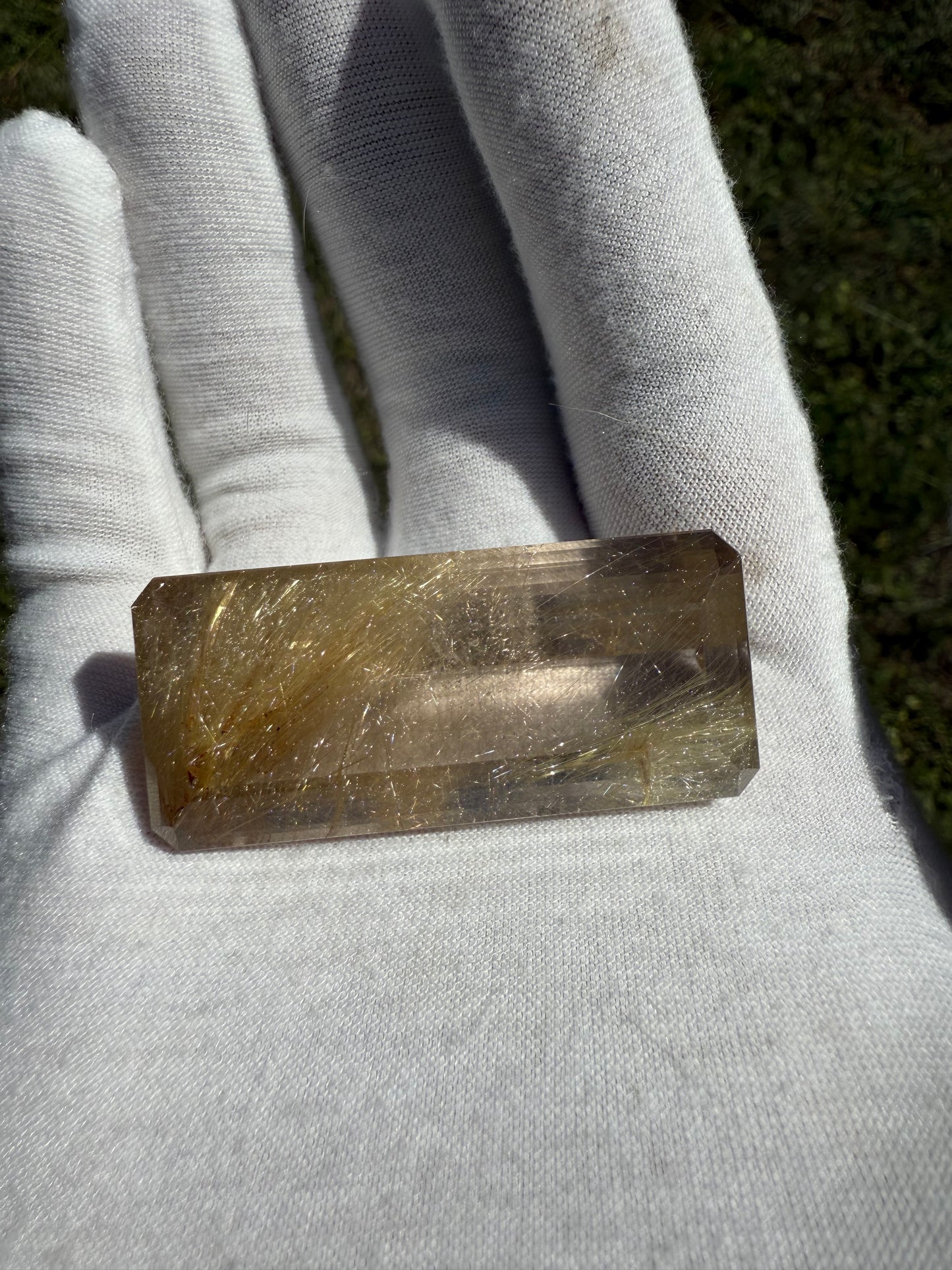 Natural Rutile Quartz Emerald Cut Loose Gemstone – 159.82 Carats | 50.90 x 22.73 x 16.90 mm