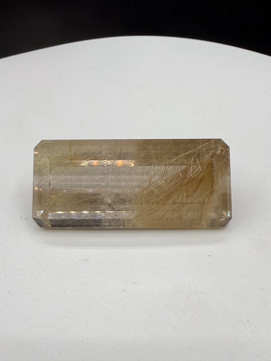 Natural Rutile Quartz Emerald Cut Loose Gemstone – 159.82 Carats | 50.90 x 22.73 x 16.90 mm