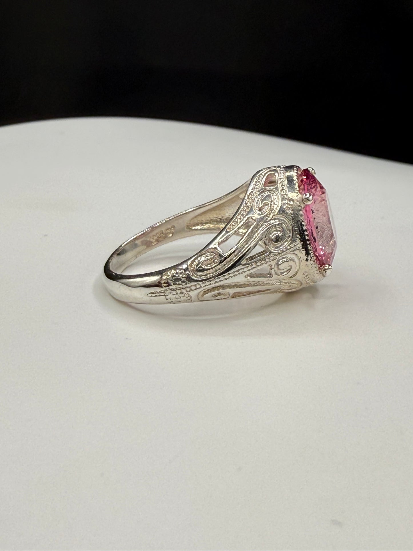 Pink Mystic Topaz Fantasy Cut Sterling Silver Ring (Size 8)