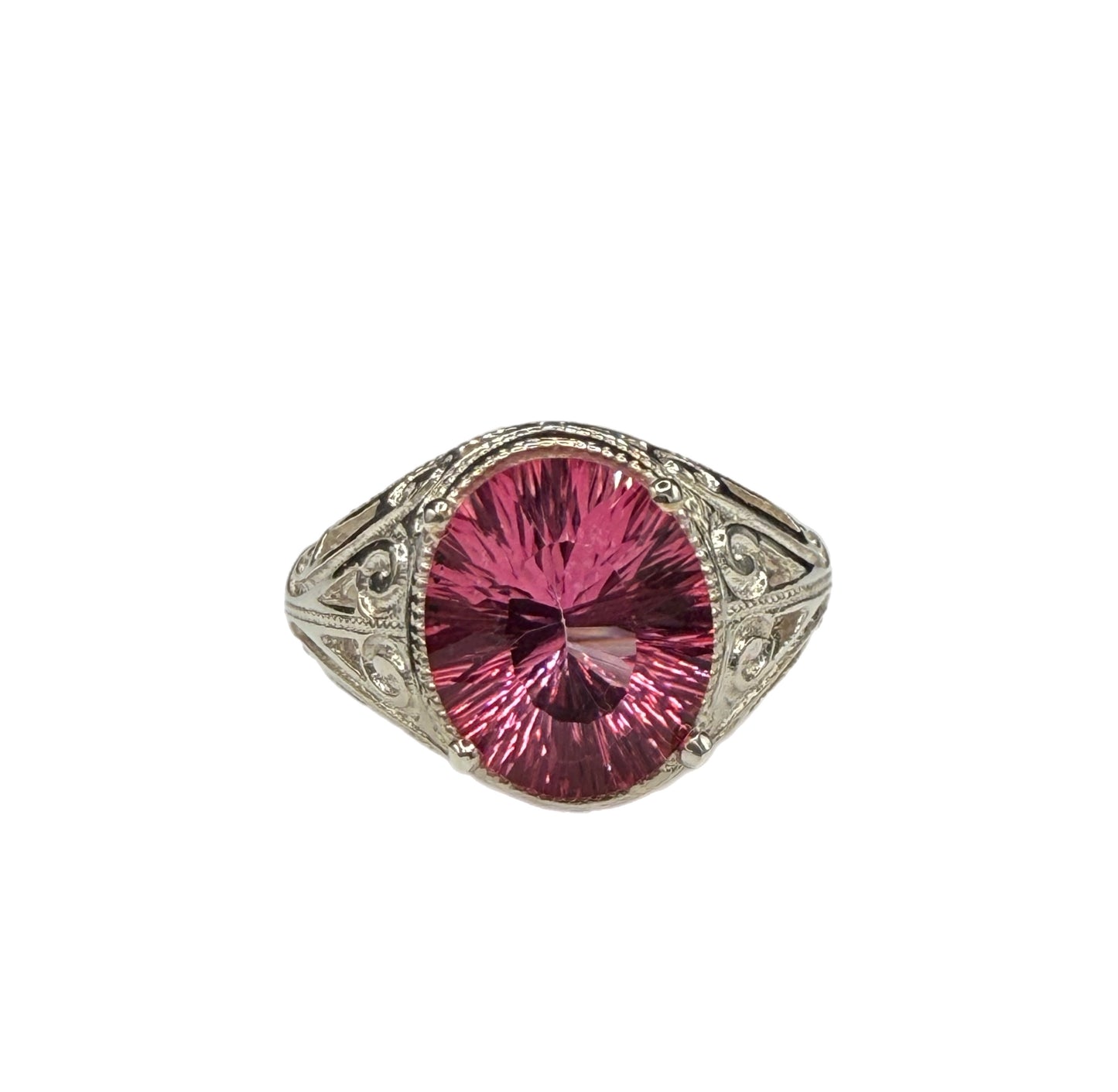 Pink Mystic Topaz Fantasy Cut Sterling Silver Ring (Size 8)