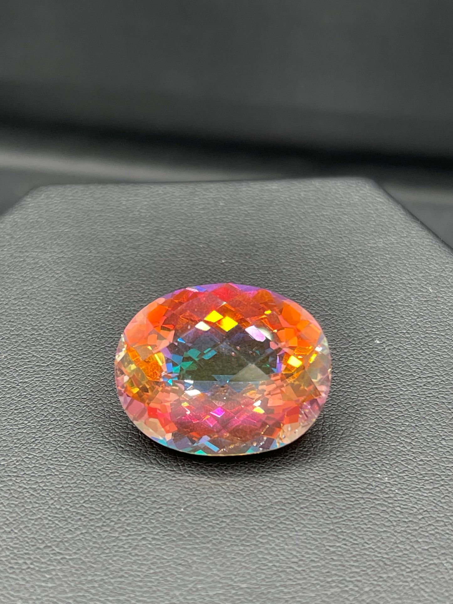 50.99 Carat Sunset Mystic Topaz Oval Checkerboard Cut Loose Gemstone (24.9 x 19.9 x 13.4 MM)