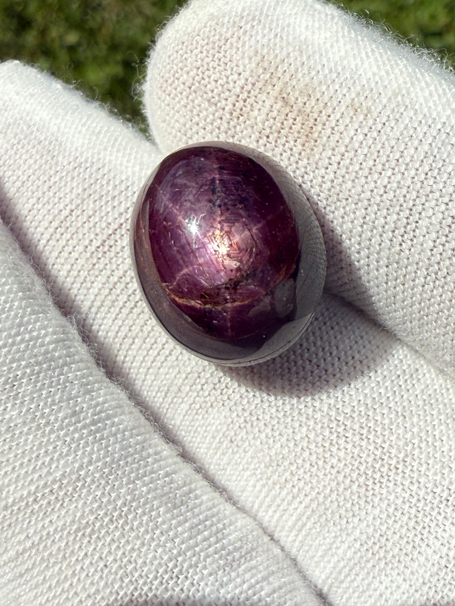 27.58 Carat Natural Plum Star Sapphire Cabochon Loose Gemstone | 16.54 x 13.38 x 12.22 MM