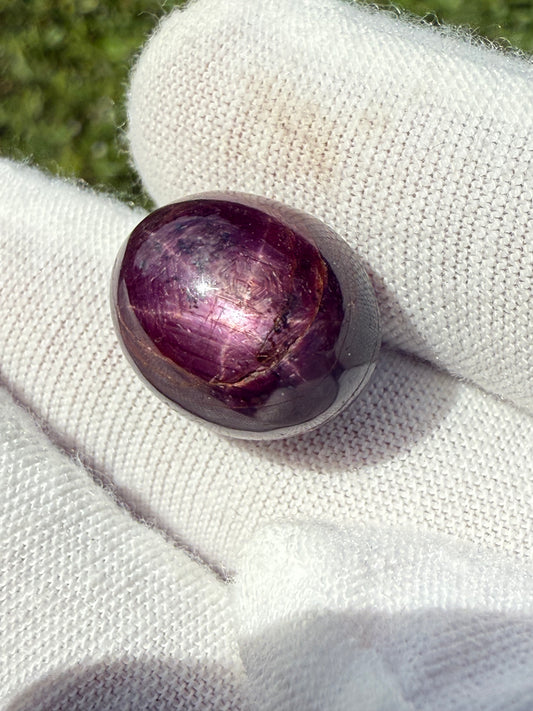 27.58 Carat Natural Plum Star Sapphire Cabochon Loose Gemstone | 16.54 x 13.38 x 12.22 MM