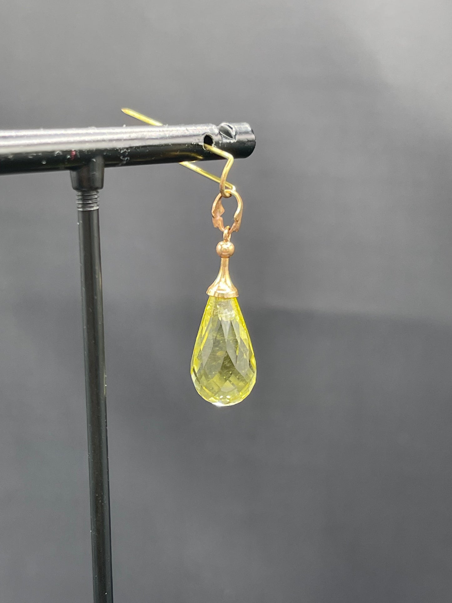 Natural Ouro Verde Quartz Briolette 14k Yellow Gold Pendant