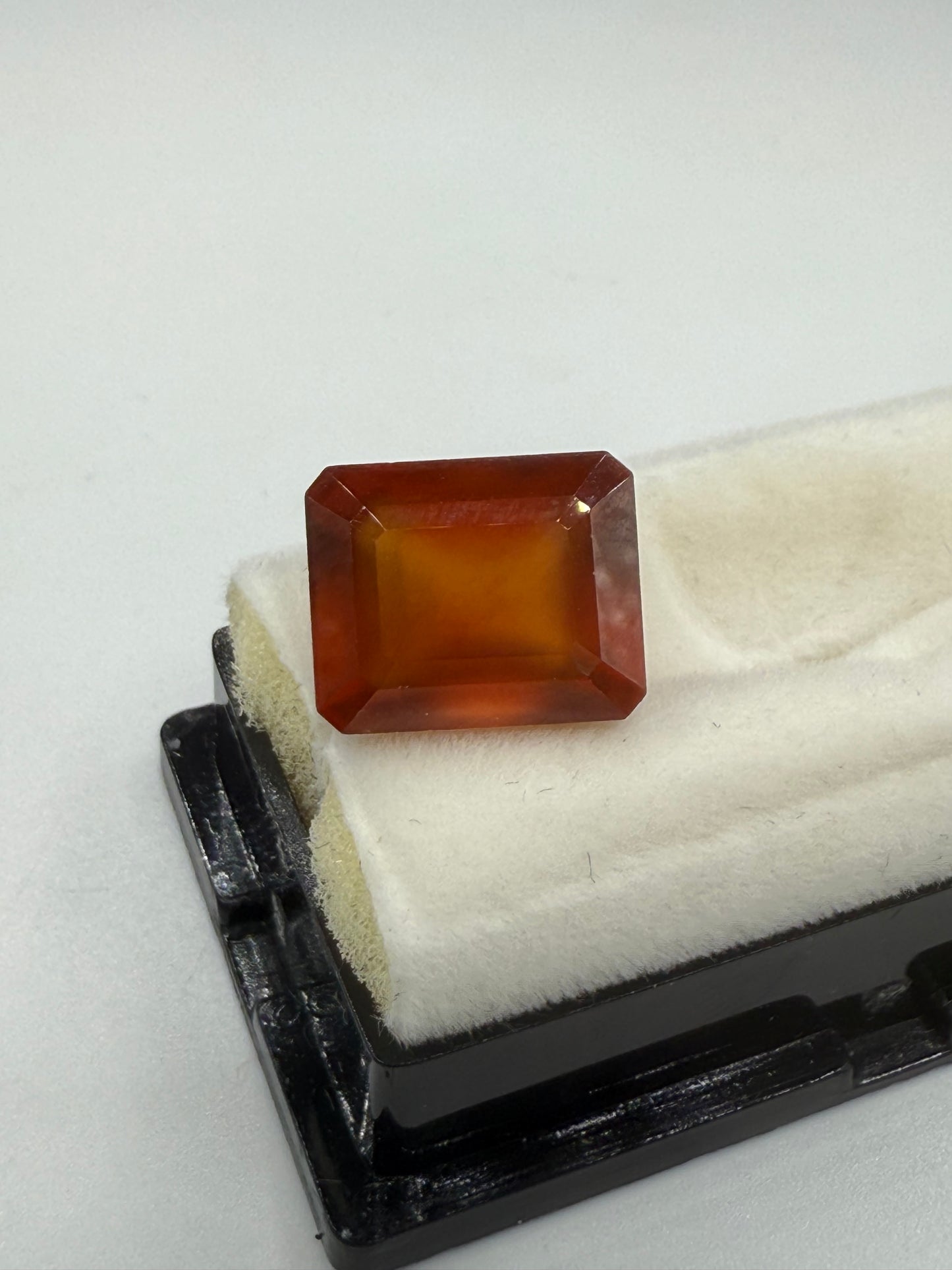 10.64 Ct Natural Hessonite Garnet Emerald Cut – IF Clarity – Deep Orange Collector Gemstone 12.98x10.55mm