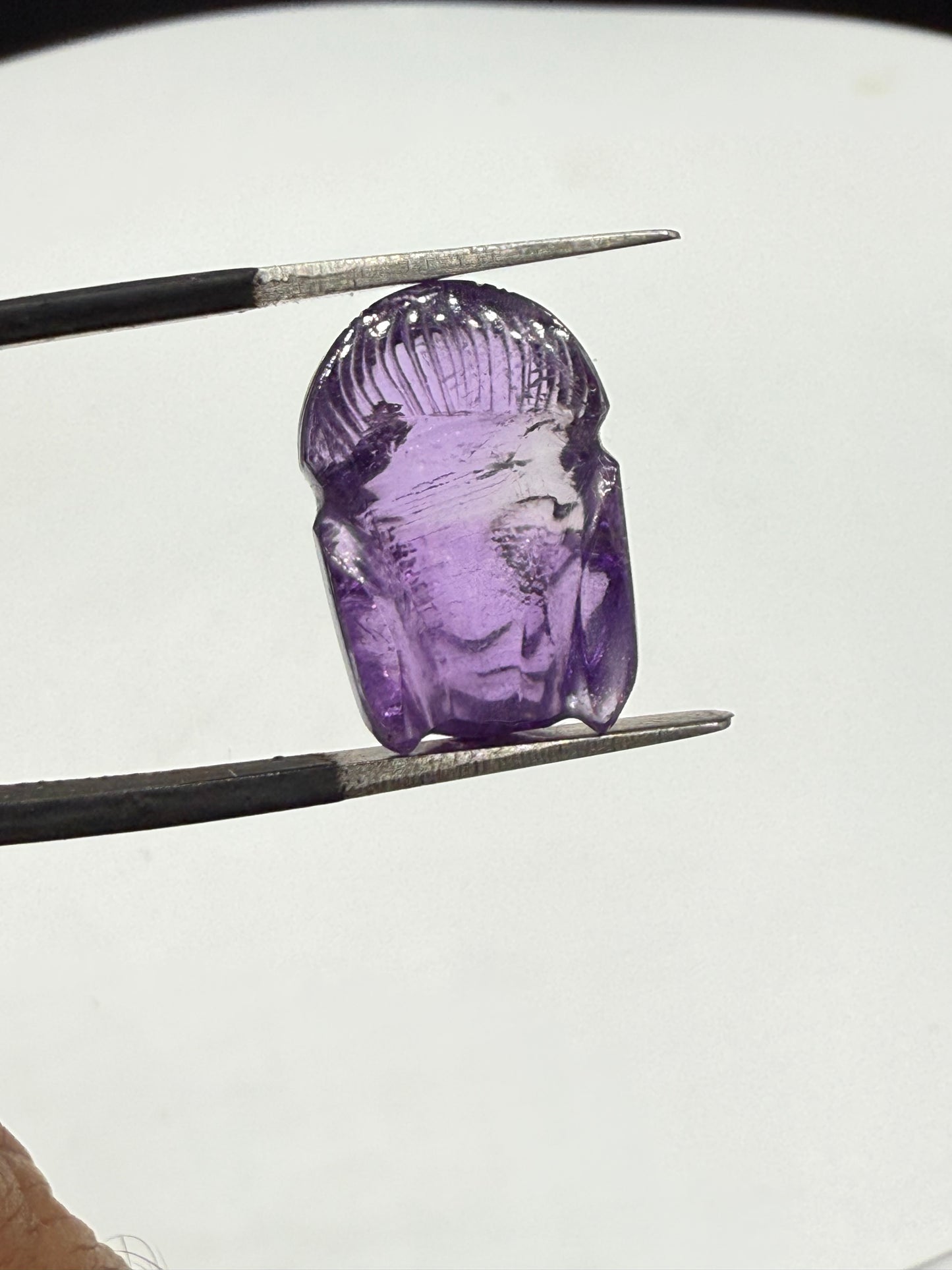Natural Amethyst Carved Buddha – 15.39 Carat Loose Gemstone | 17.24 x 11.88 MM