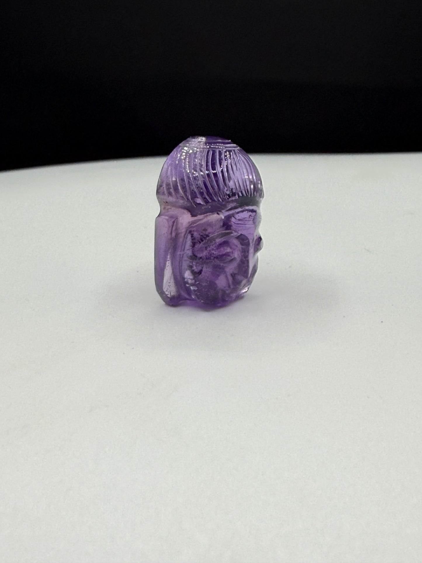 Natural Amethyst Carved Buddha – 15.39 Carat Loose Gemstone | 17.24 x 11.88 MM