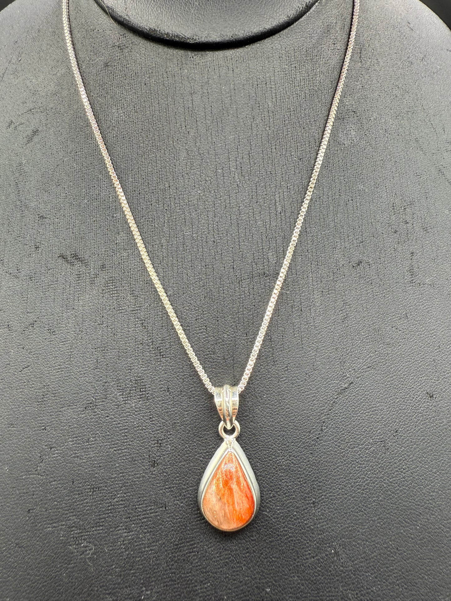 Natural Sunstone Sterling Silver Pendant & Necklace | 16 Inches