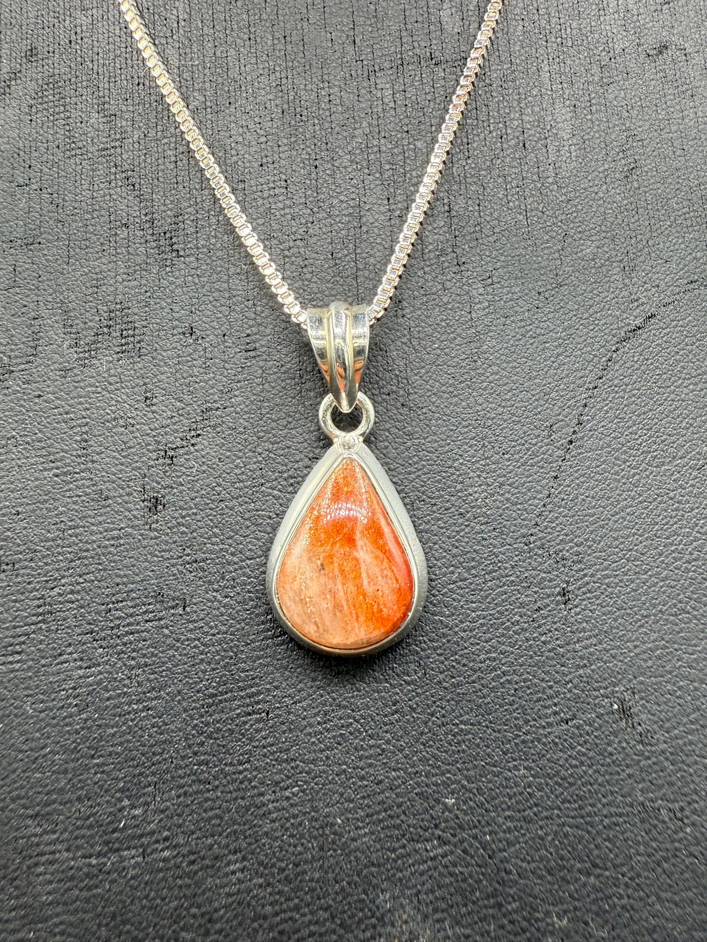 Natural Sunstone Sterling Silver Pendant & Necklace | 16 Inches