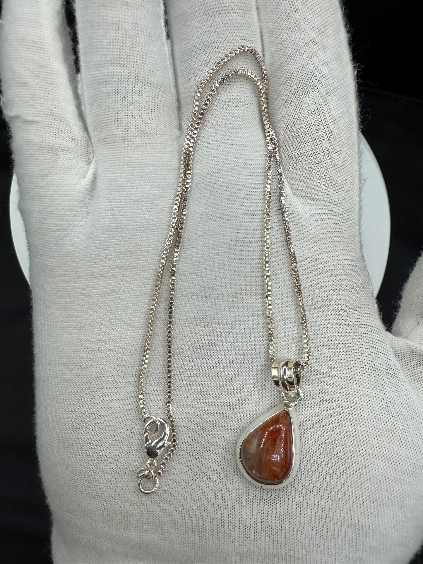 Natural Sunstone Sterling Silver Pendant & Necklace | 16 Inches