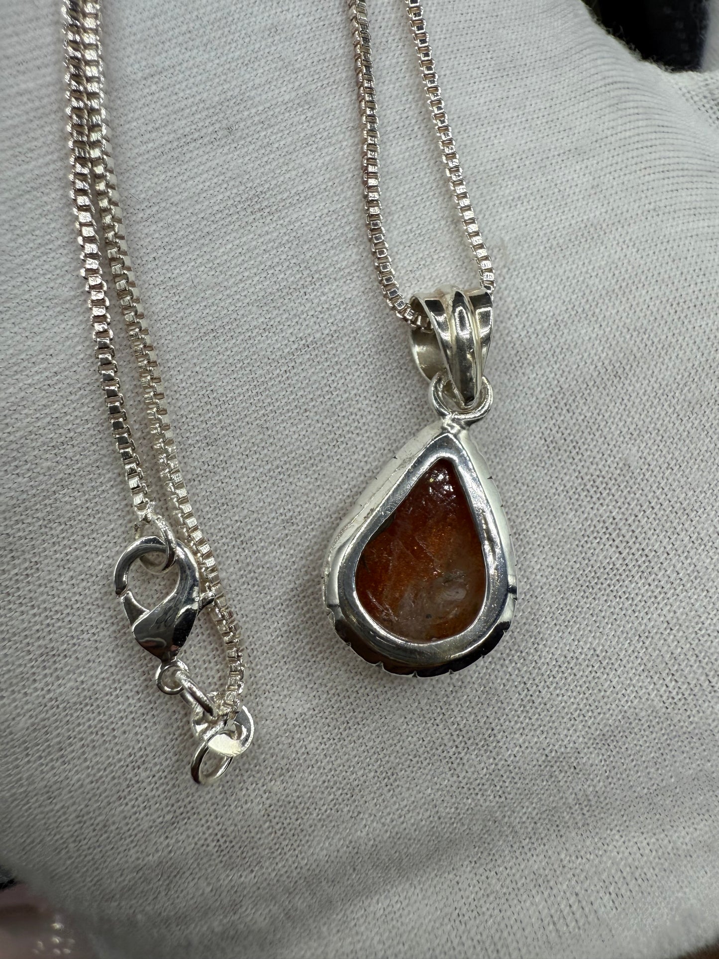 Natural Sunstone Sterling Silver Pendant & Necklace | 16 Inches