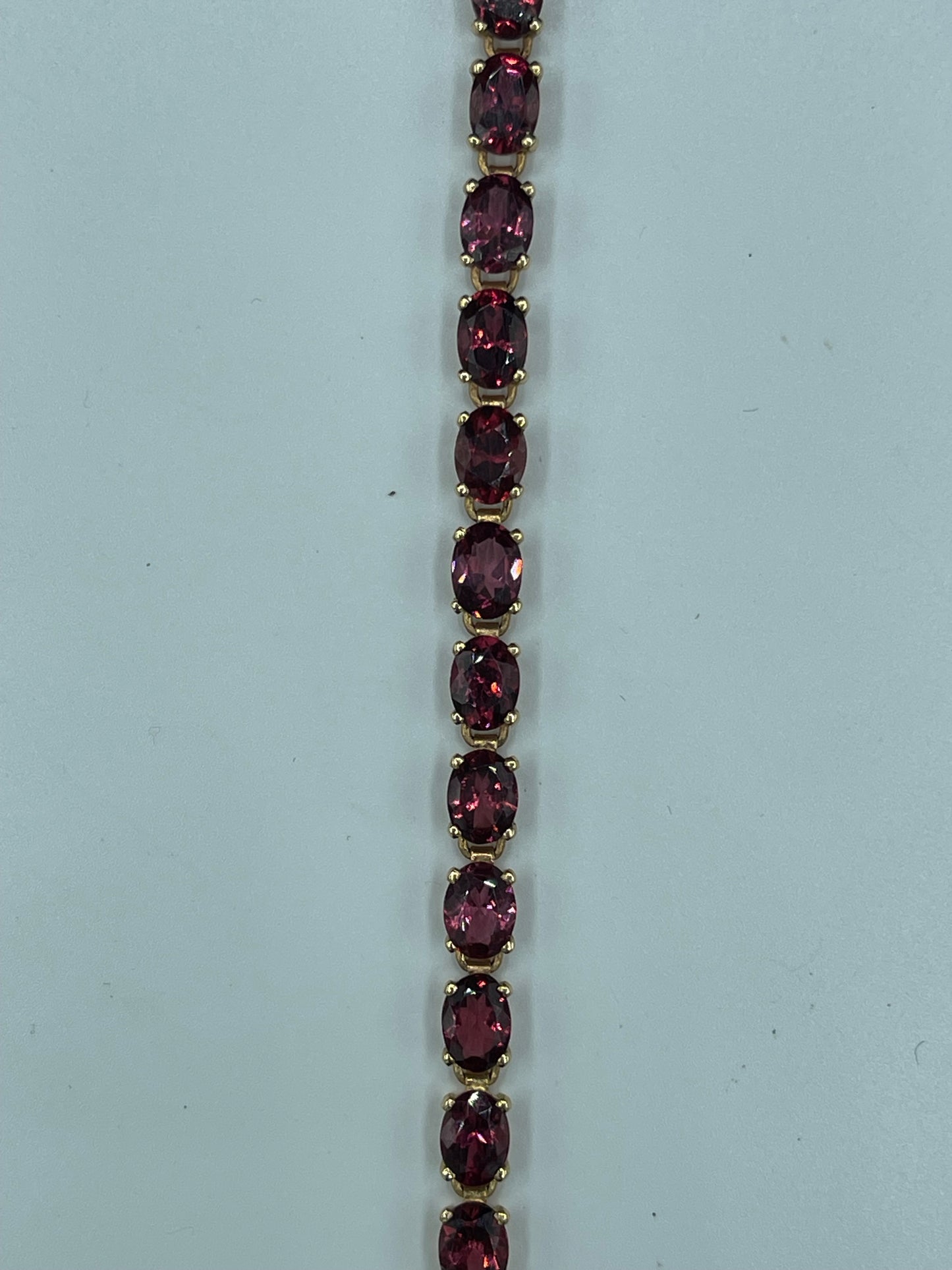 Natural Rhodolite Garnet 14k Yellow Gold Tennis Bracelet