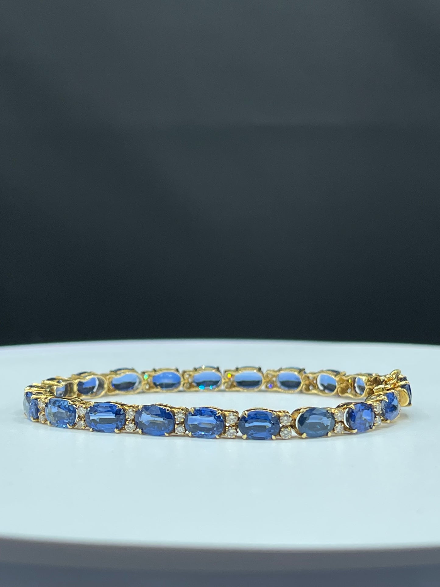 Natural Royal Blue Kyanite & Diamond Bracelet