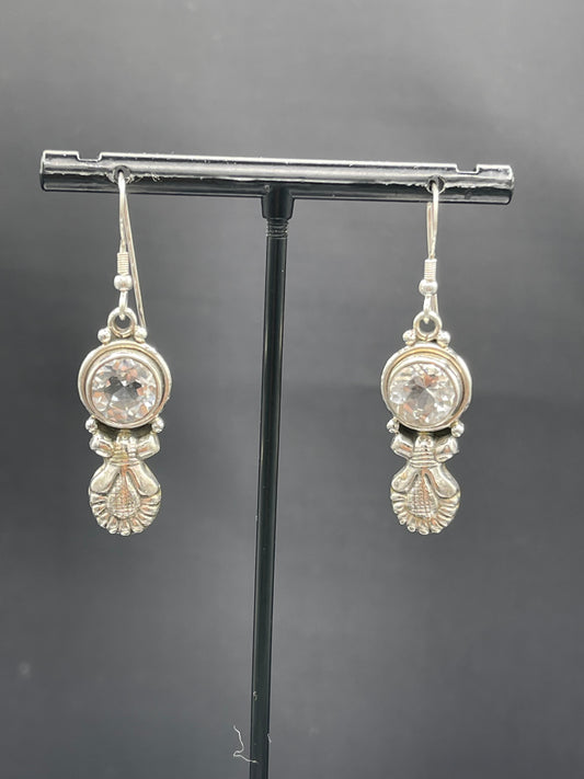 Natural White Topaz Sterling Silver Dangle Earrings