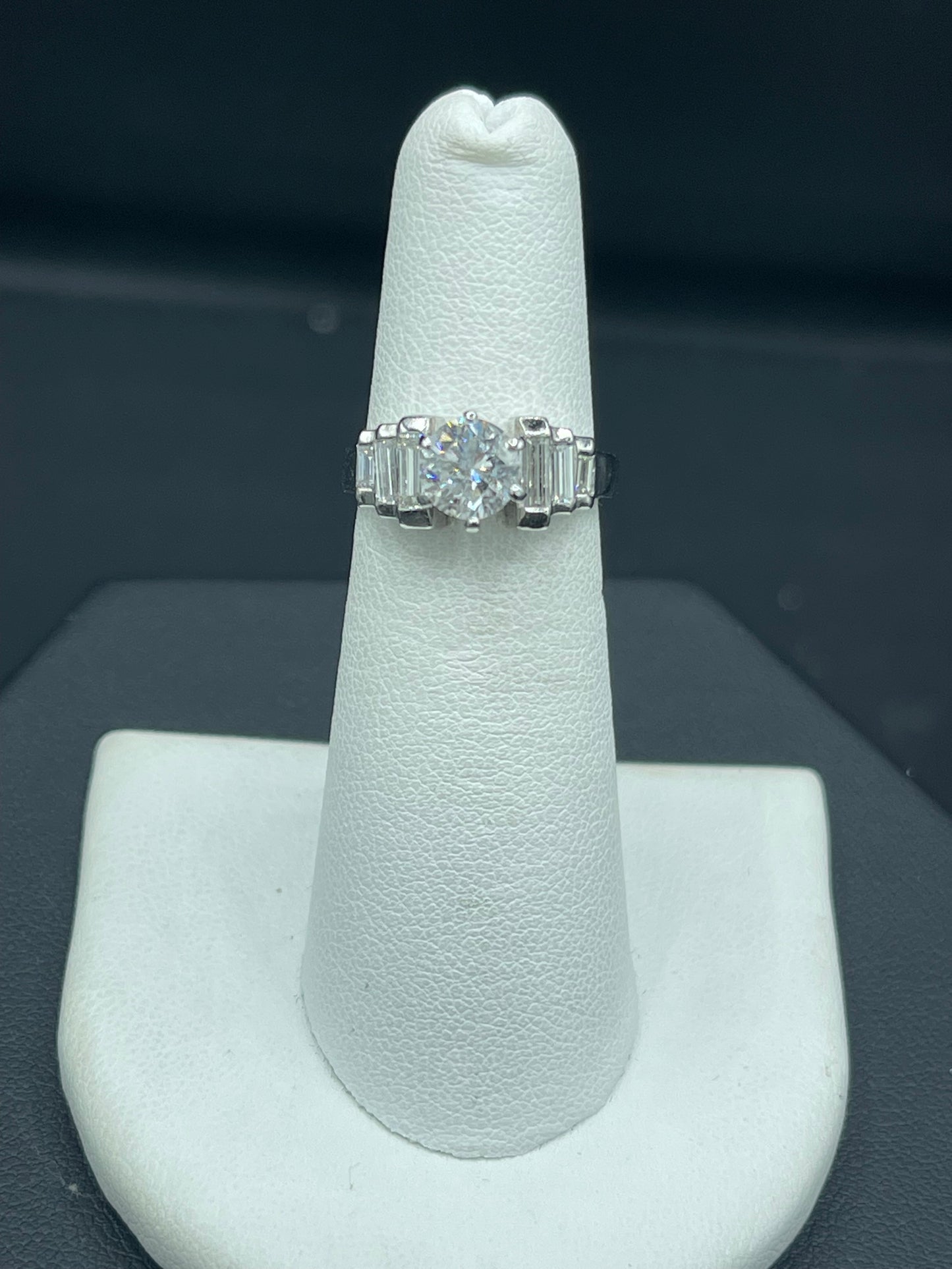 1.53 Carat Diamond & Platinum F color Diamond  Engagement Ring  (Size 5)
