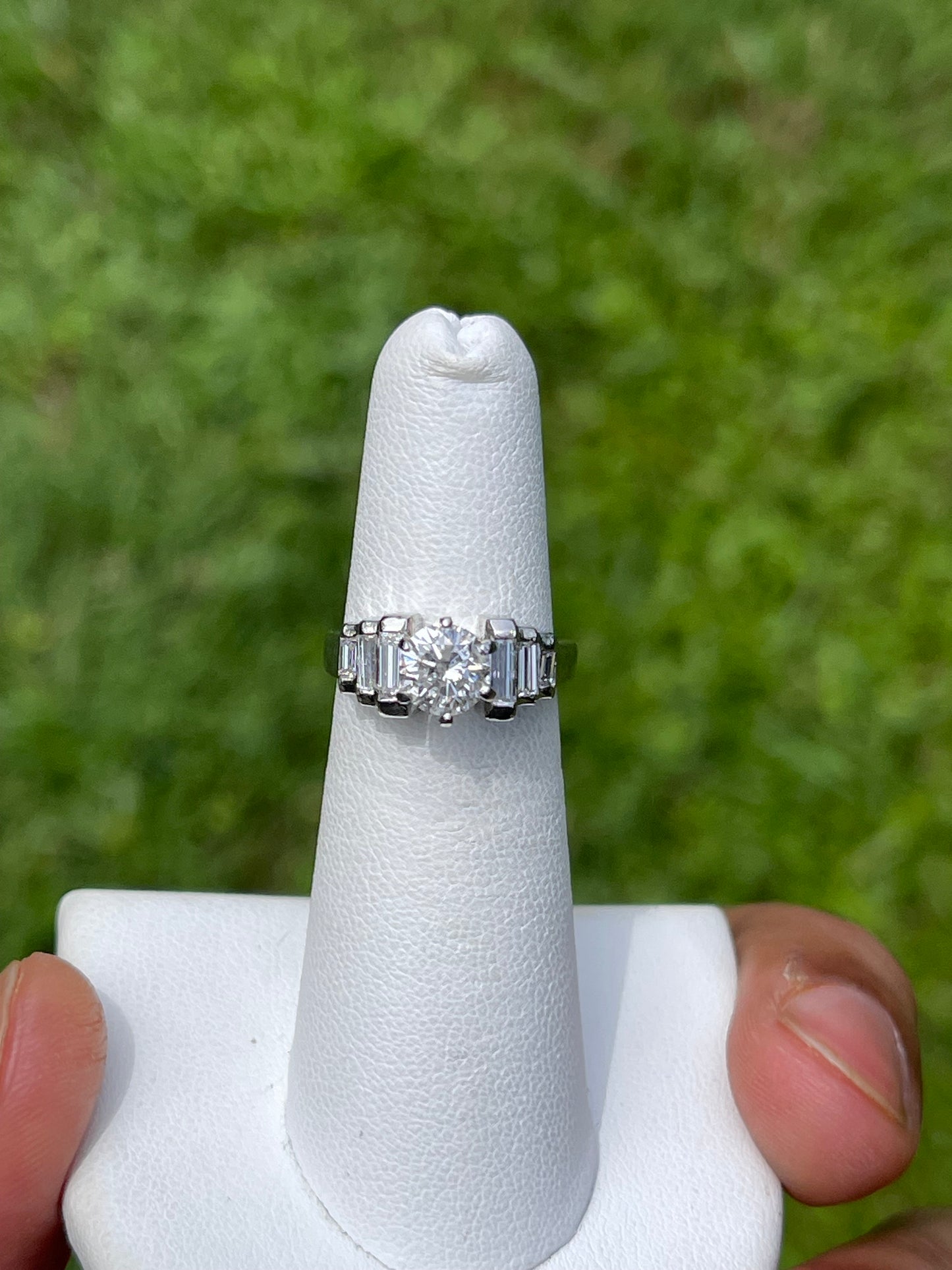 1.53 Carat Diamond & Platinum F color Diamond  Engagement Ring  (Size 5)