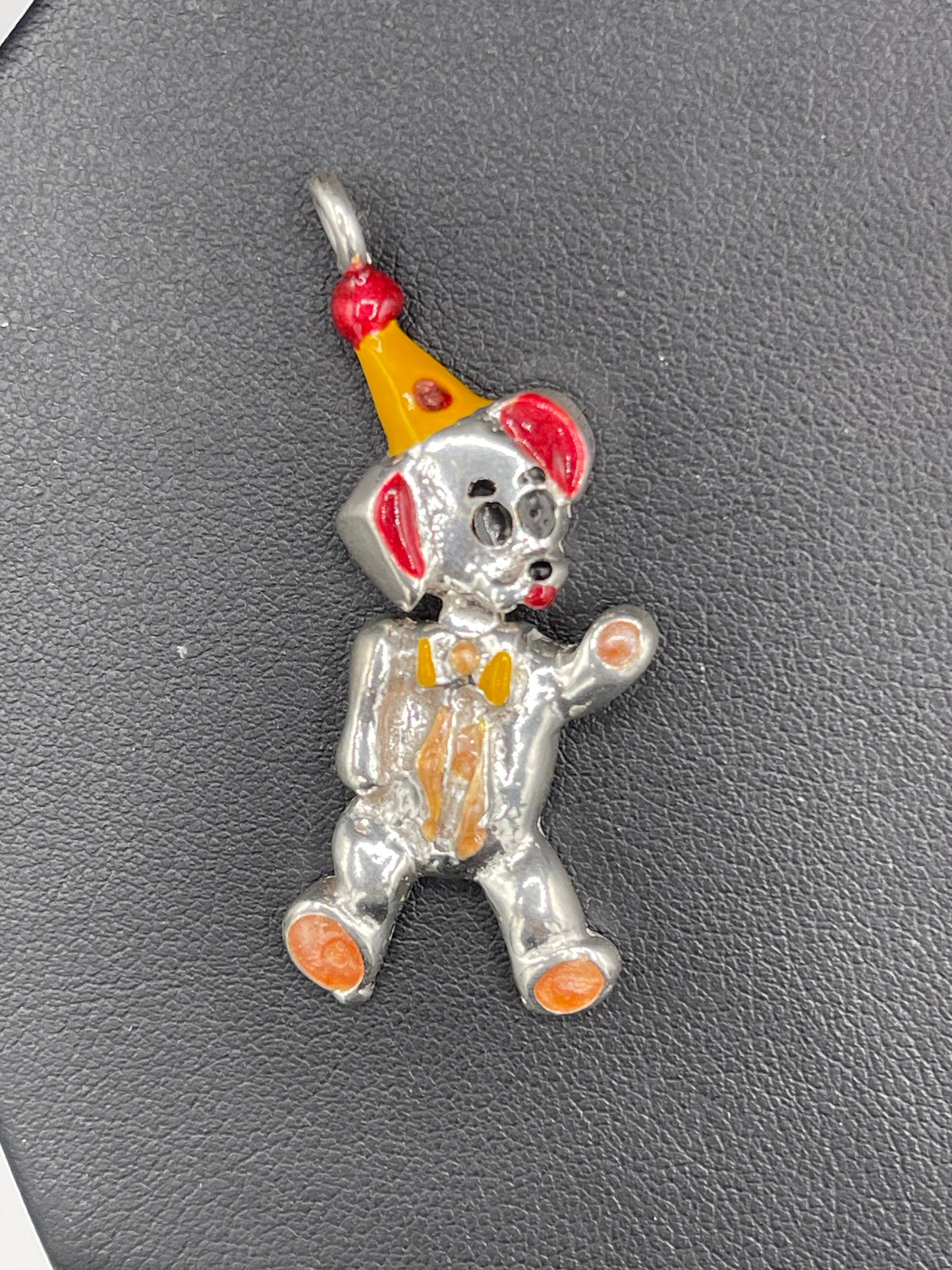 Hand Enameled Italian Sterling Silver Party Bear Pendant