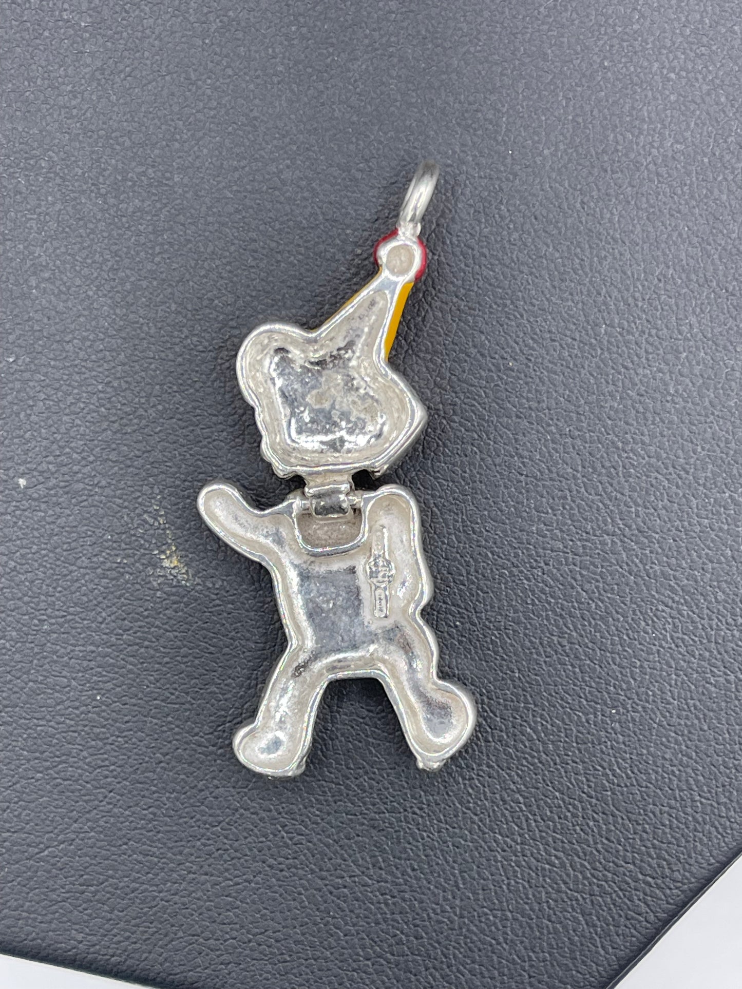 Hand Enameled Italian Sterling Silver Party Bear Pendant