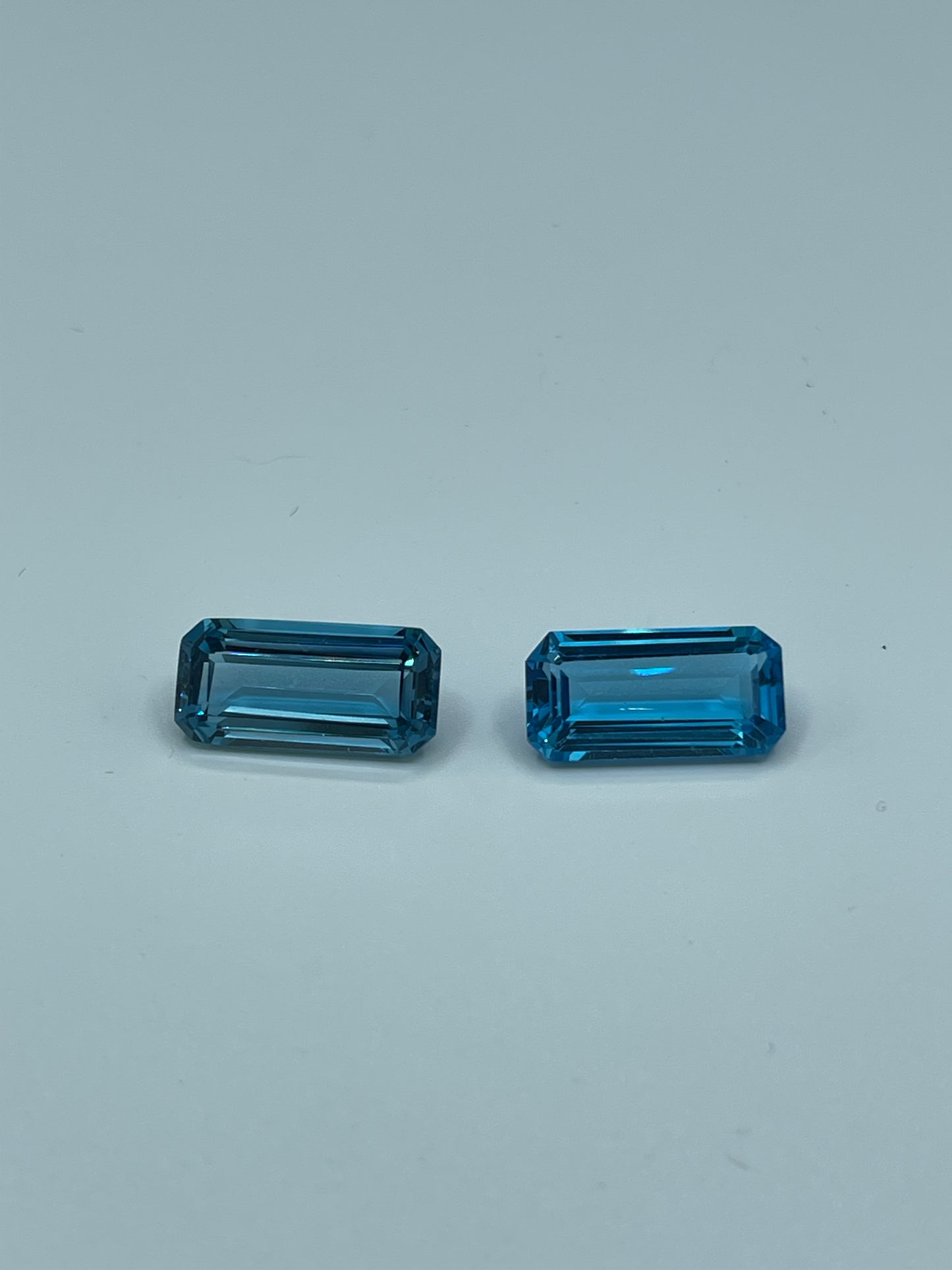 15.12 Carat Natural Blue Topaz Emerald Cut Matching Loose Gemstones (16 x 7.8 x 5.6 MM)