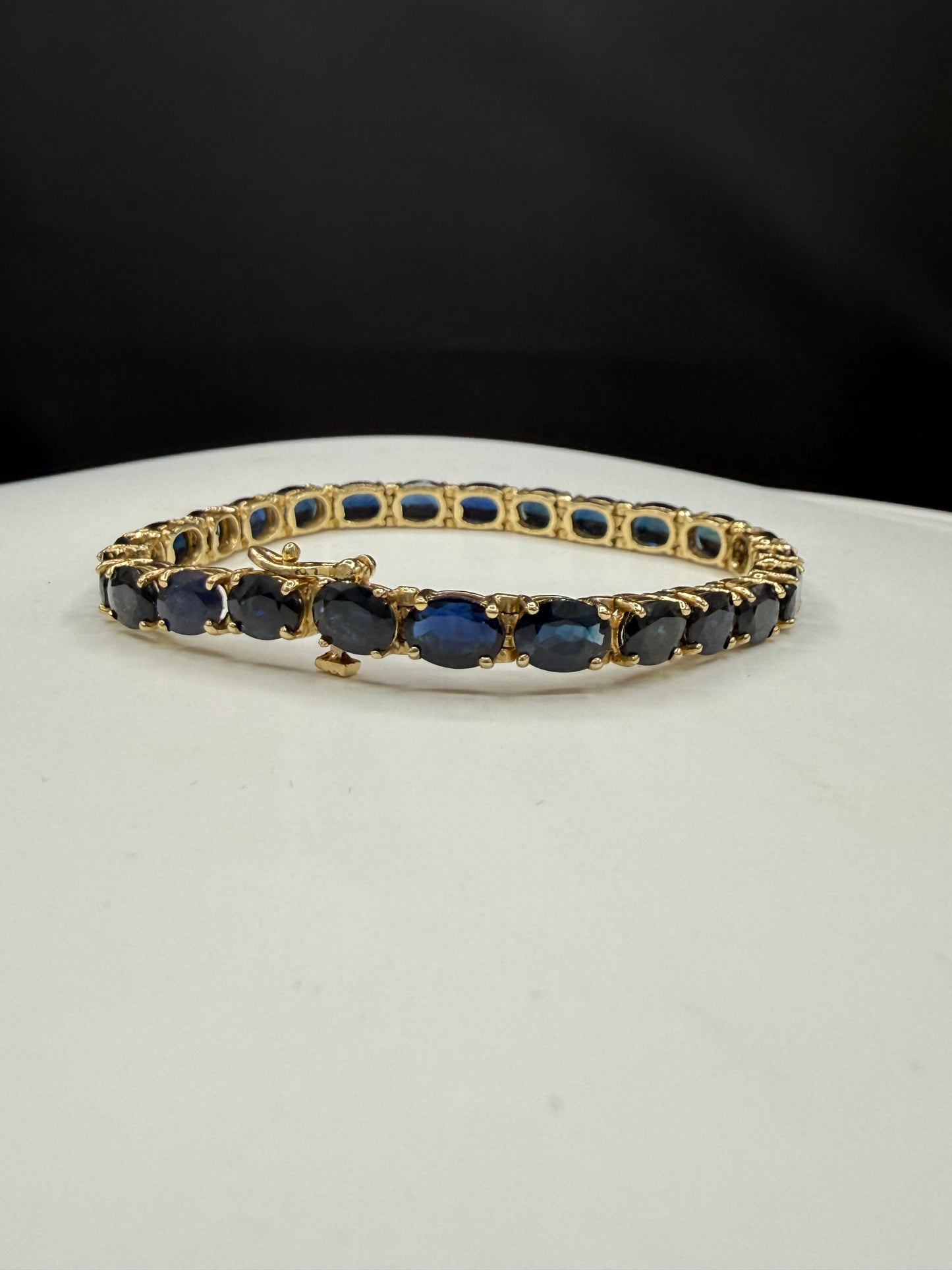 Natural Unheated Sapphire 14k Yellow Gold Tennis Bracelet | 7.25 inches | 24 Carats Of Sapphires