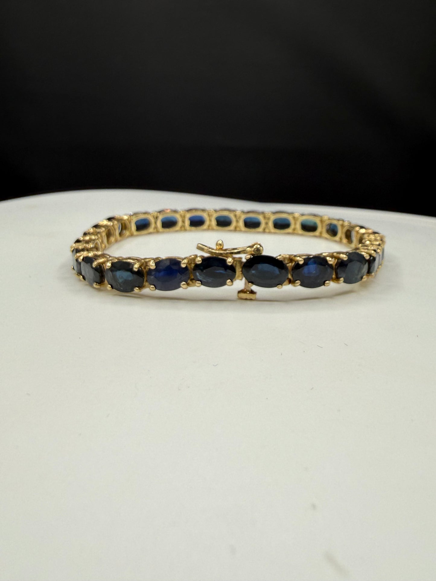 Natural Unheated Sapphire 14k Yellow Gold Tennis Bracelet | 7.25 inches | 24 Carats Of Sapphires