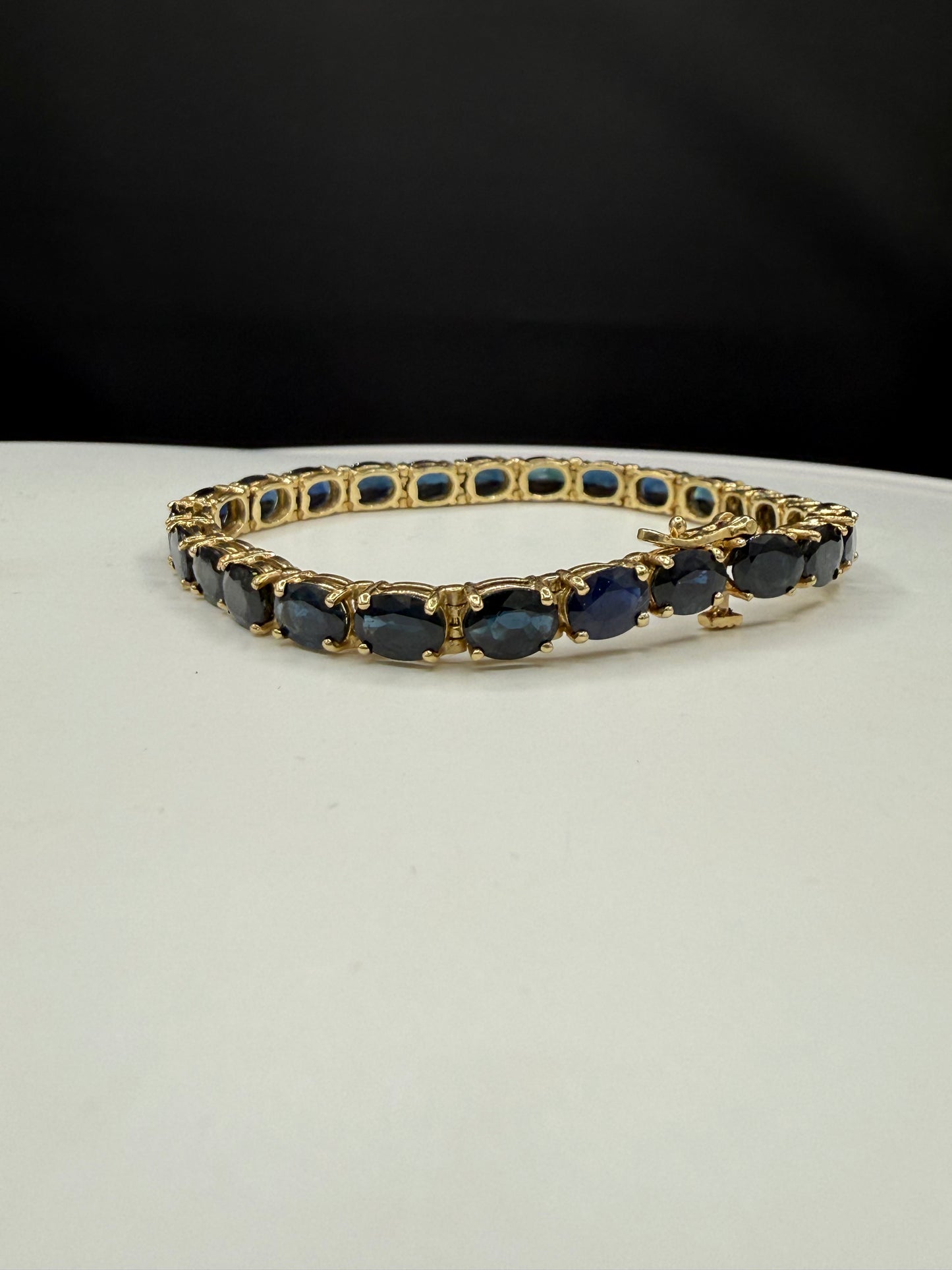 Natural Unheated Sapphire 14k Yellow Gold Tennis Bracelet | 7.25 inches | 24 Carats Of Sapphires
