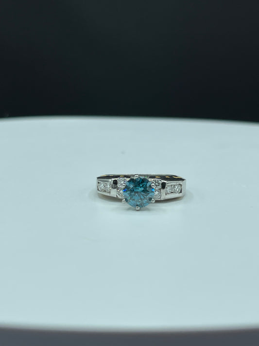 2.02 Carat Blue Diamond Platinum Engagement Ring (Size 6.75)
